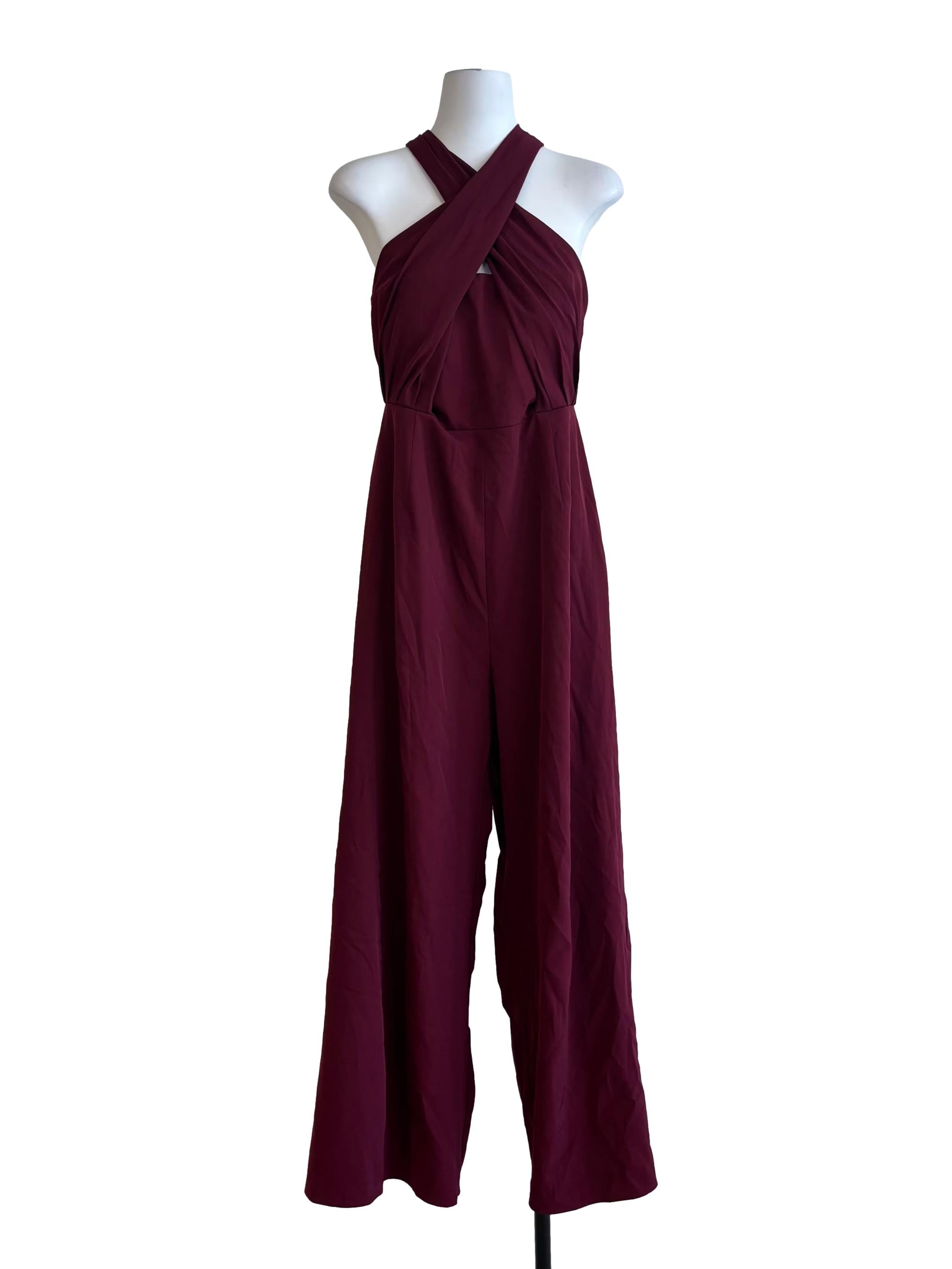 Burgundy Halter Neck Jumpsuit