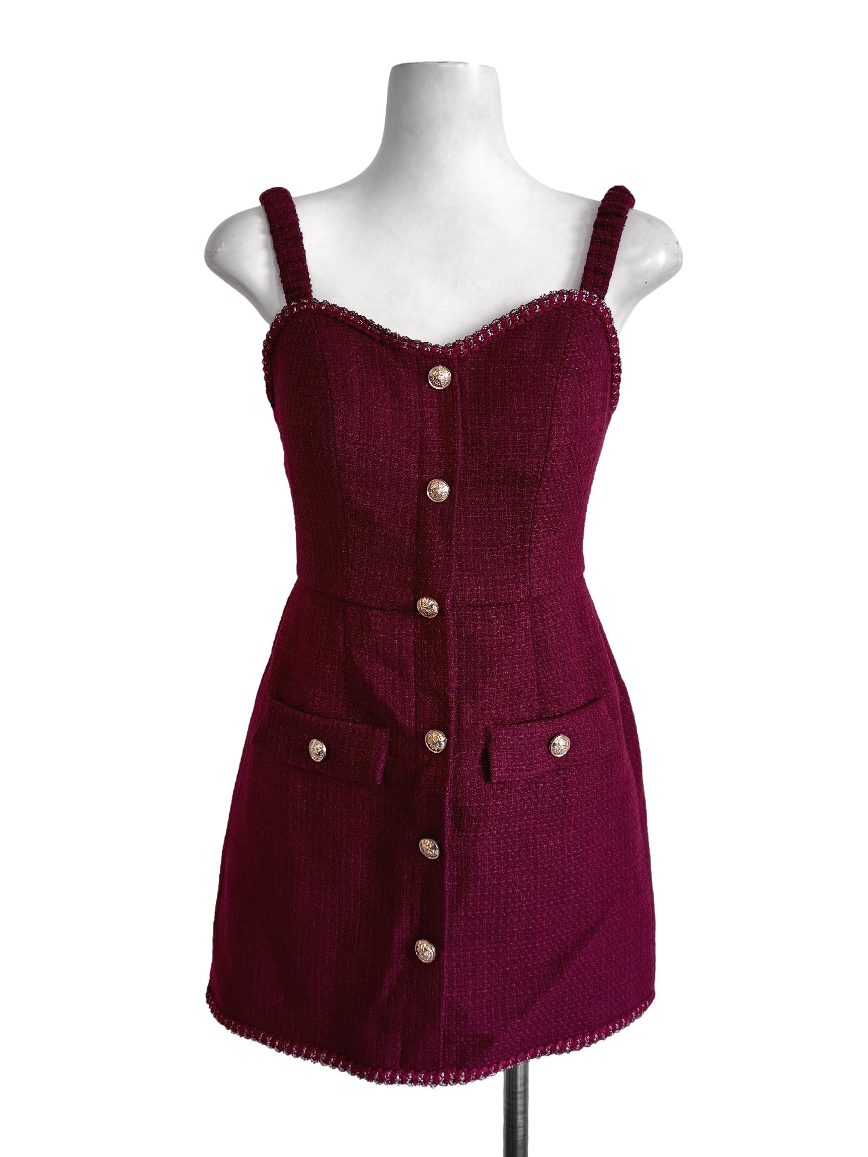 Red Tweed Textured Rompers