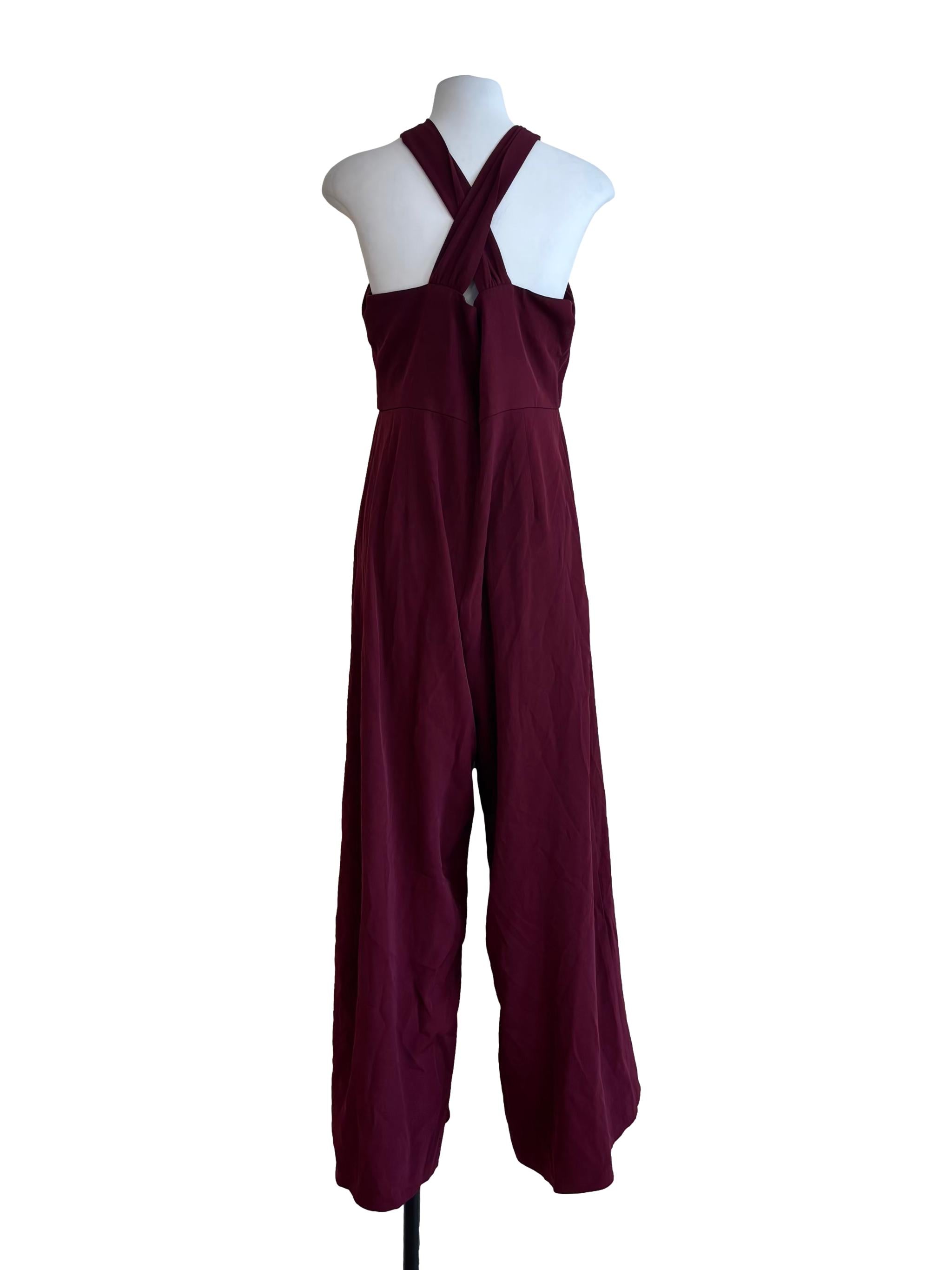 Burgundy Halter Neck Jumpsuit