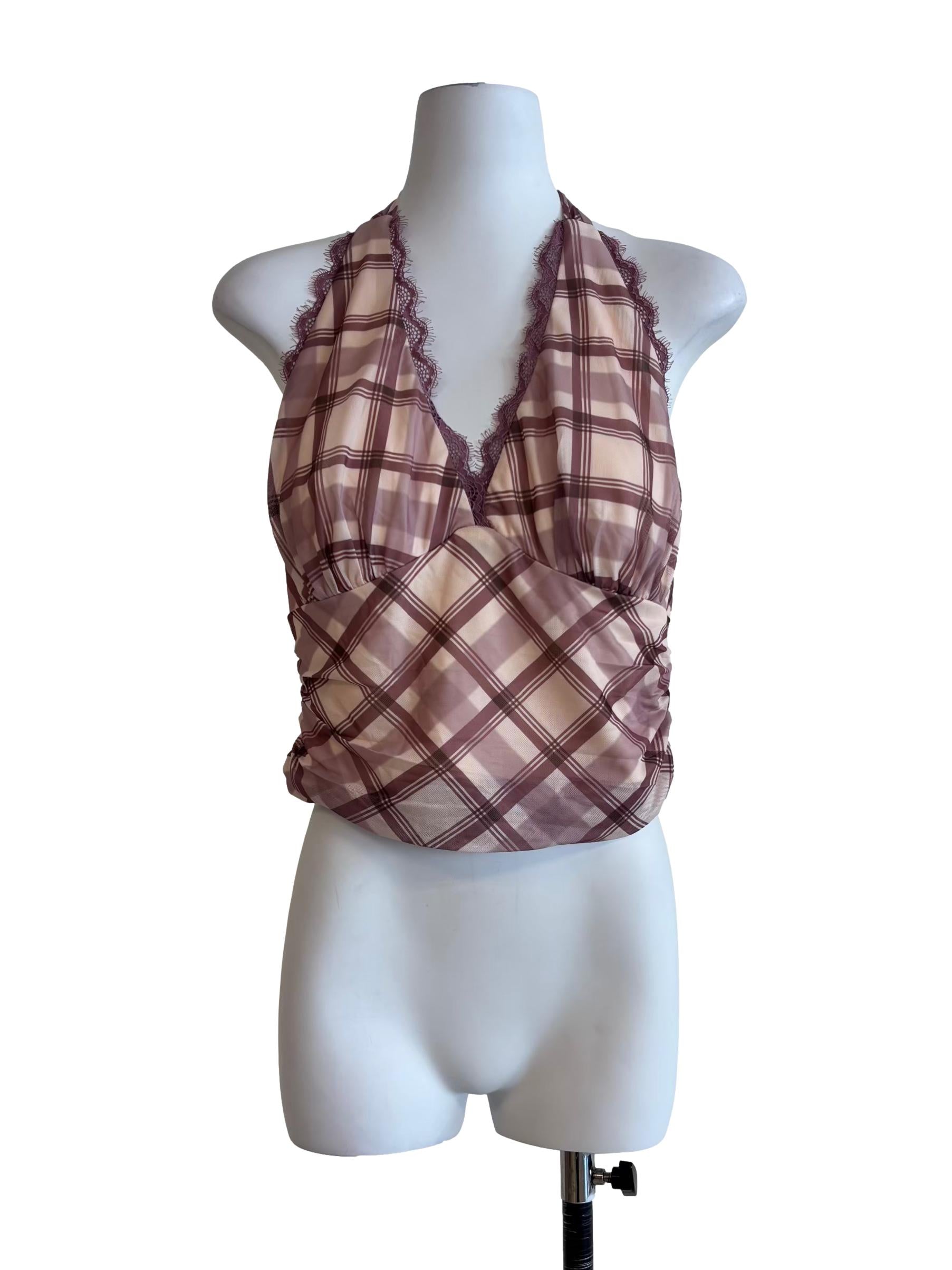 Rosewood Pink Checkered Halter Top