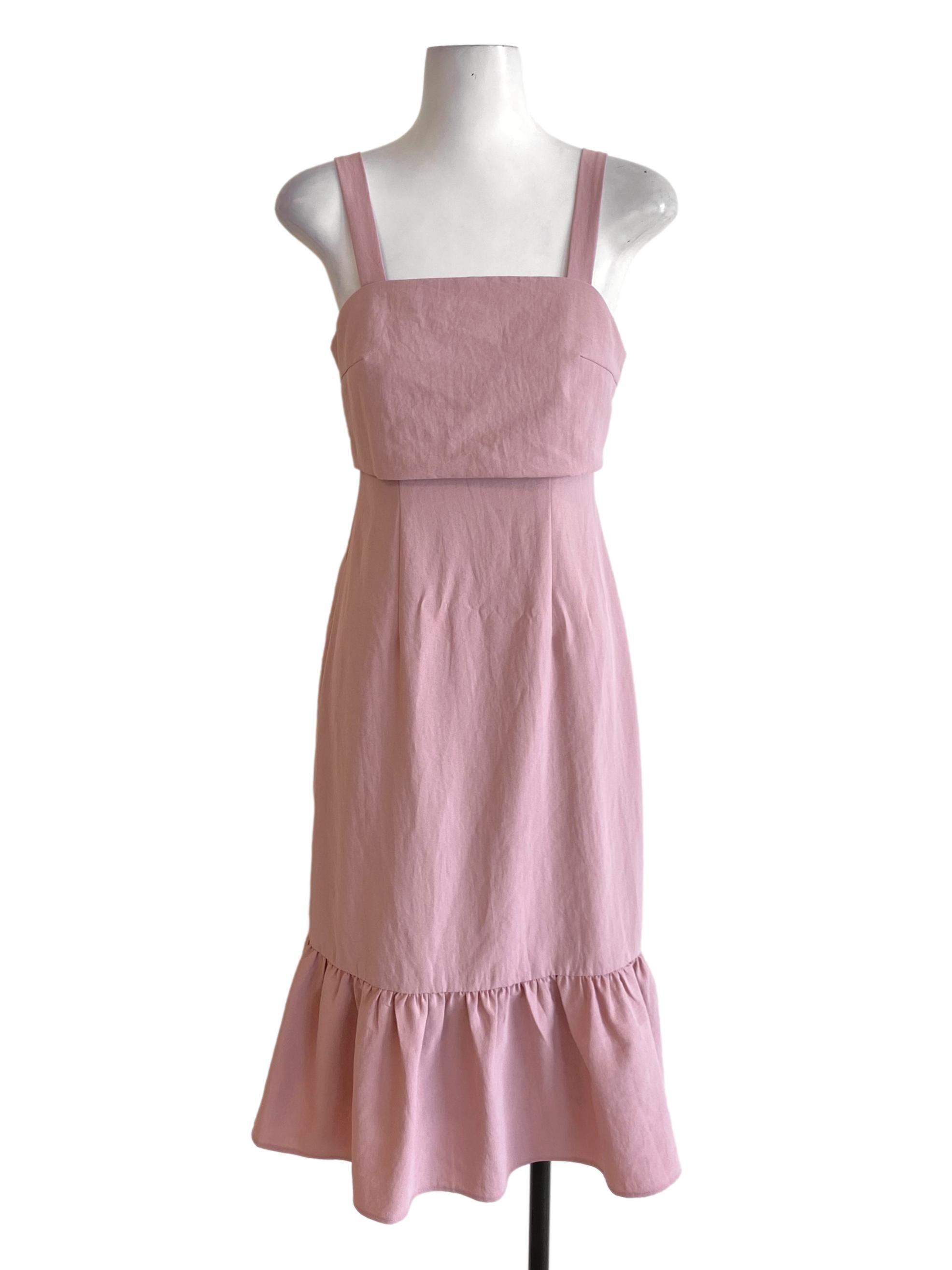 Dusty Pink Cape Bust Tie Back Drop Waist Dress LB