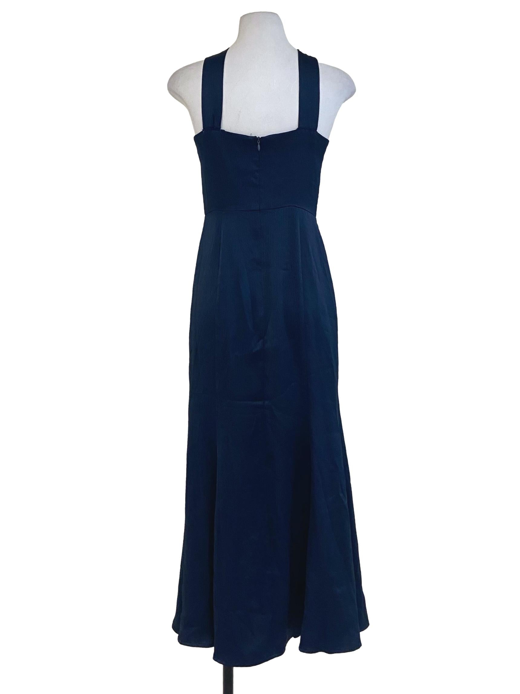Navy Blue Slit Empire Dress