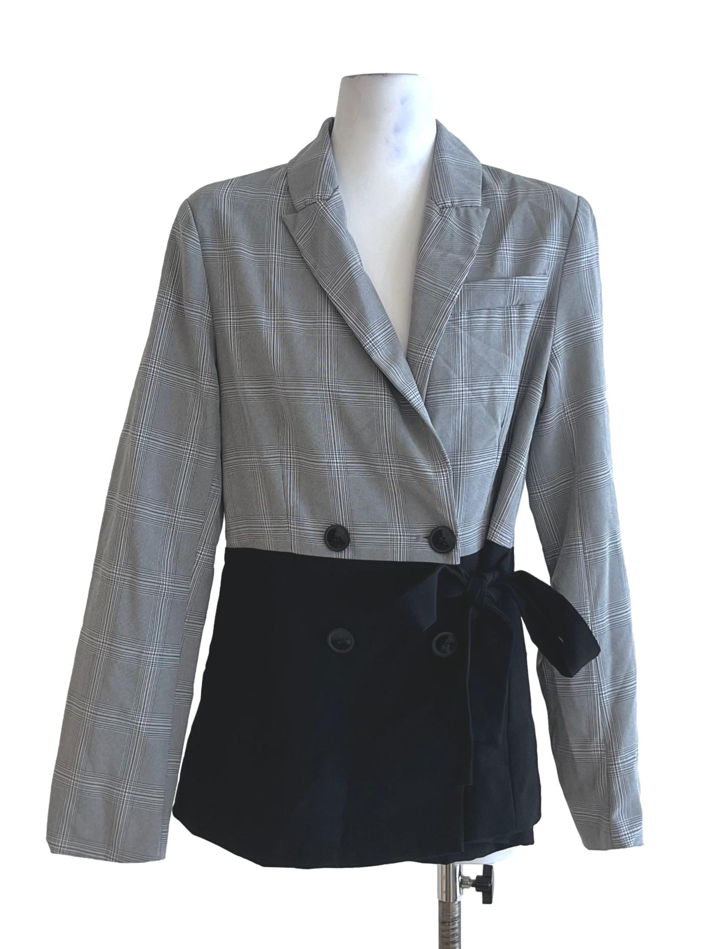 Black Tartan Double-Breasted Blazer