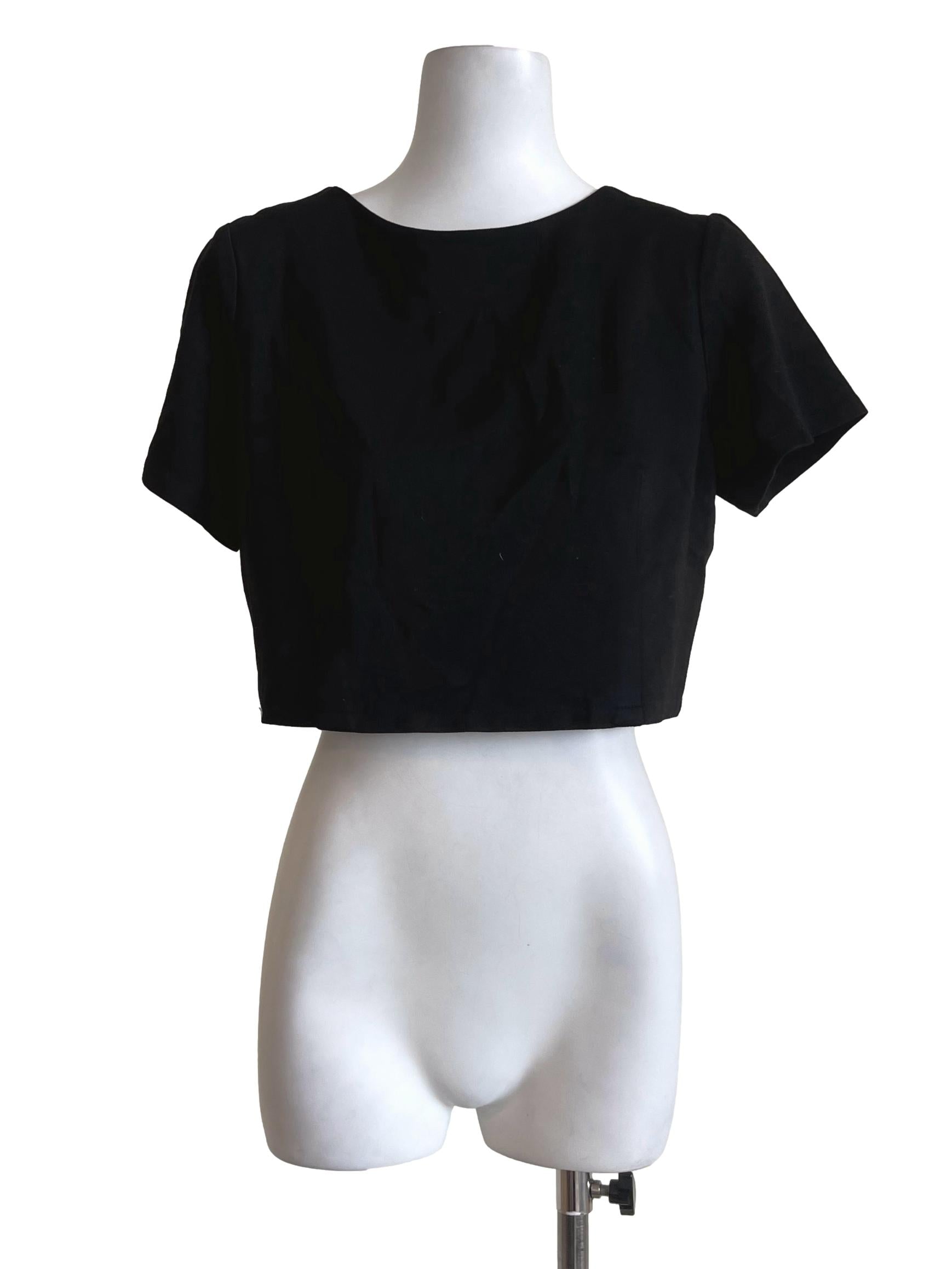 Black Back Zip Crop Top