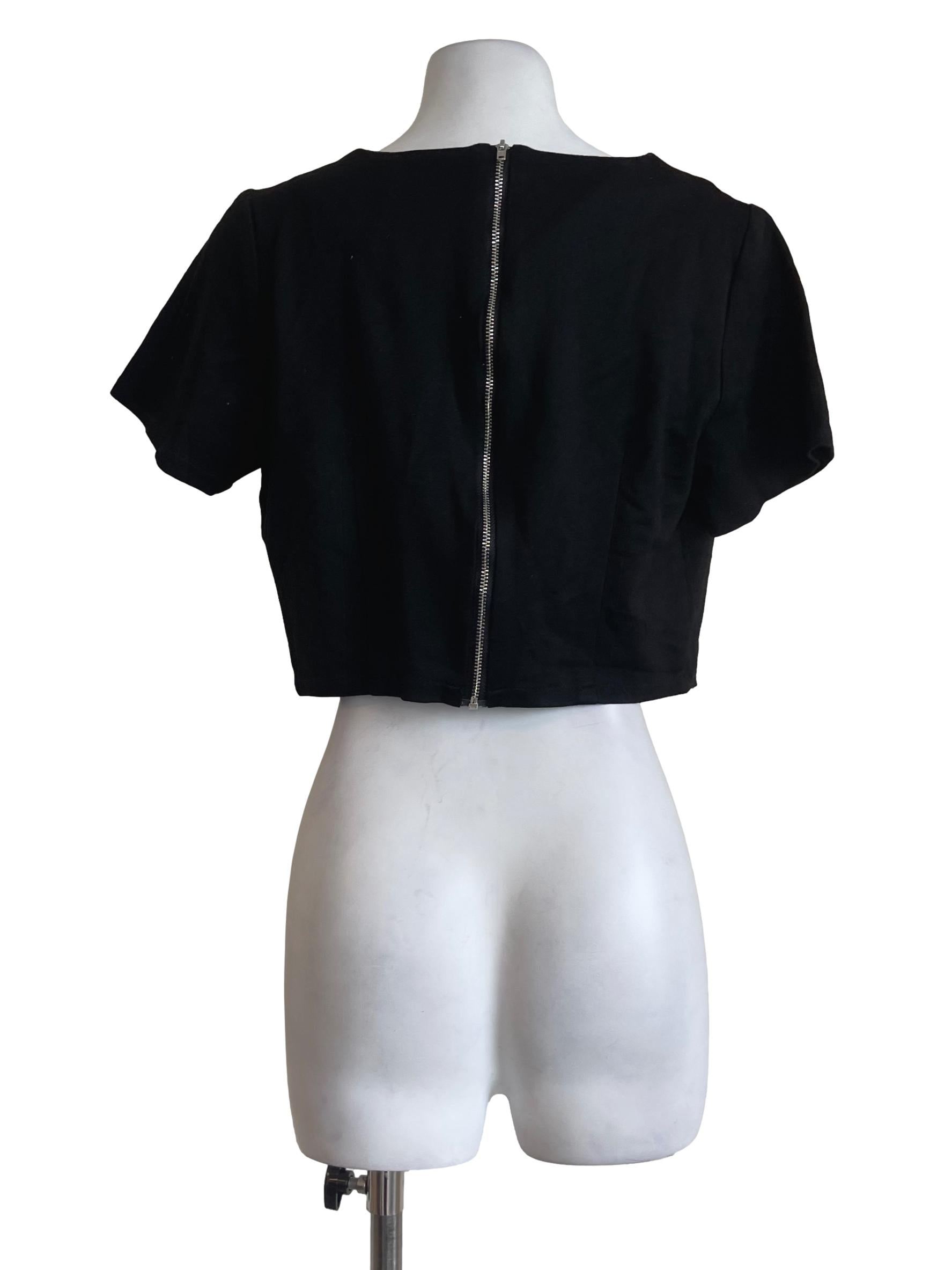 Black Back Zip Crop Top