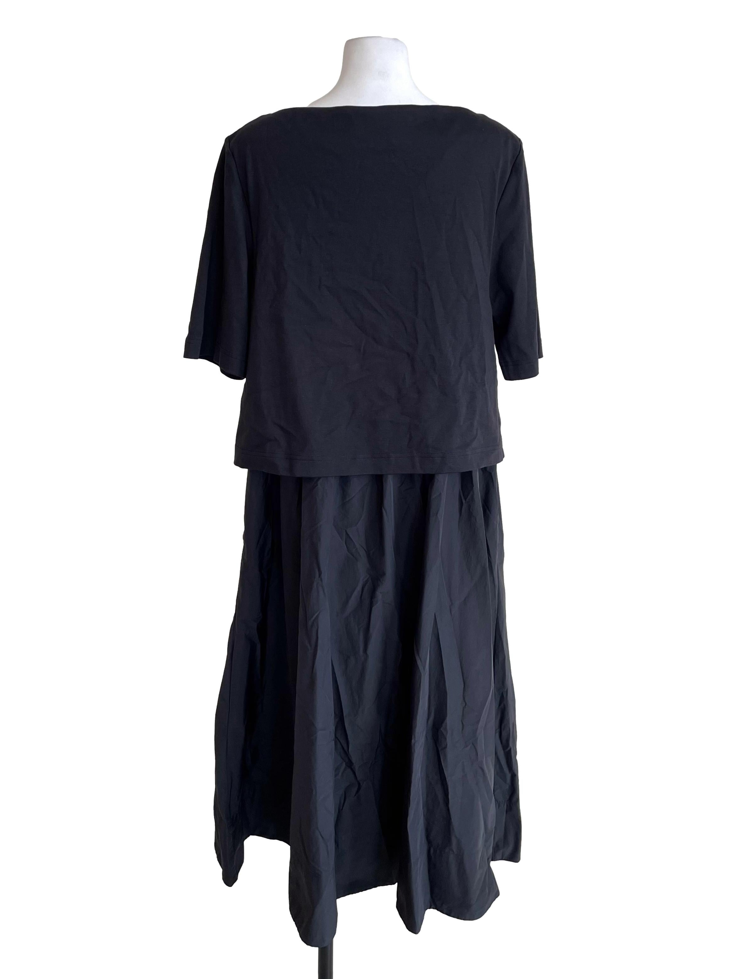 Coal Black Fake Two-Piece Tee Dress
