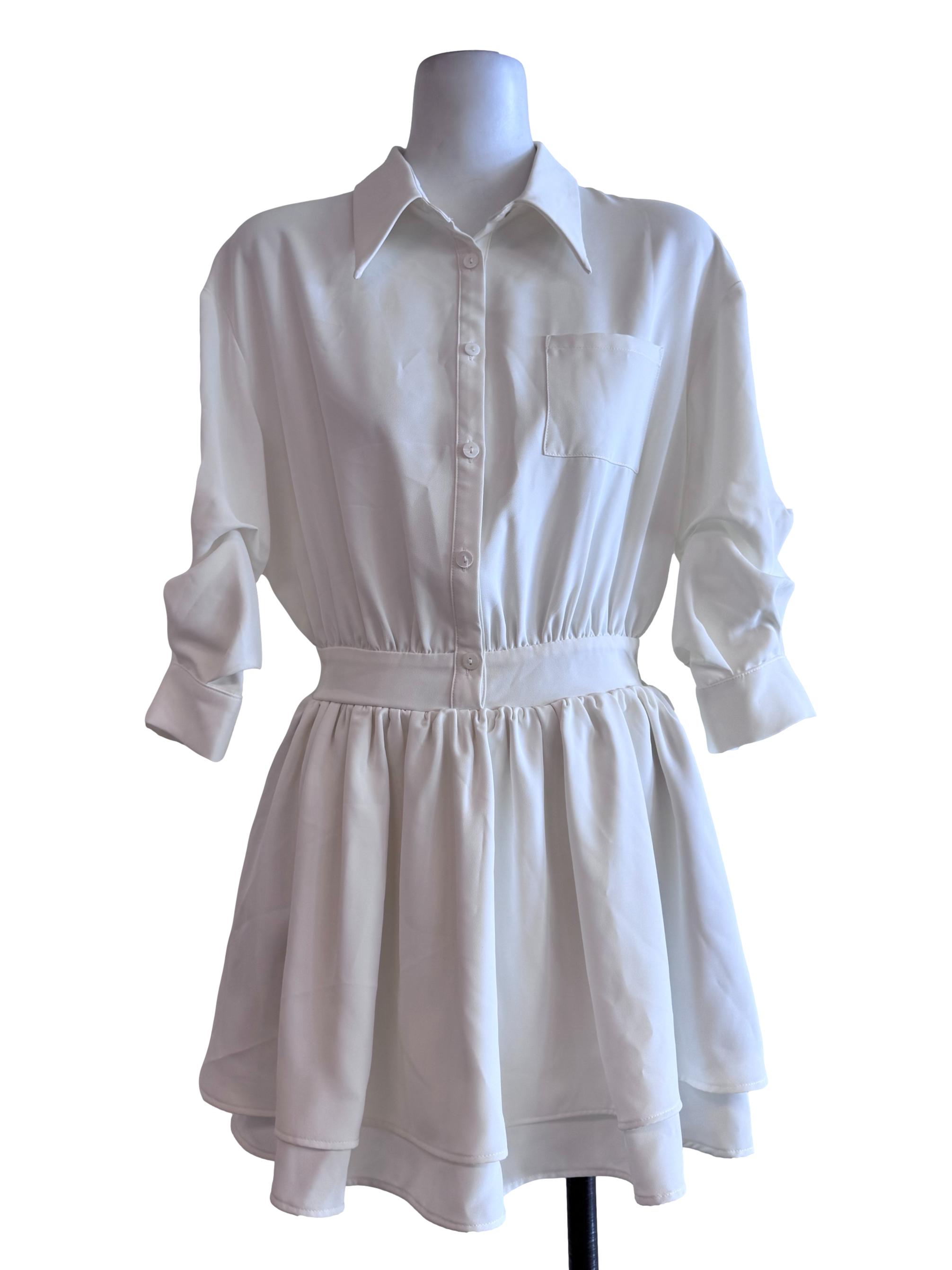 Daisy White Collar Shirt Dress