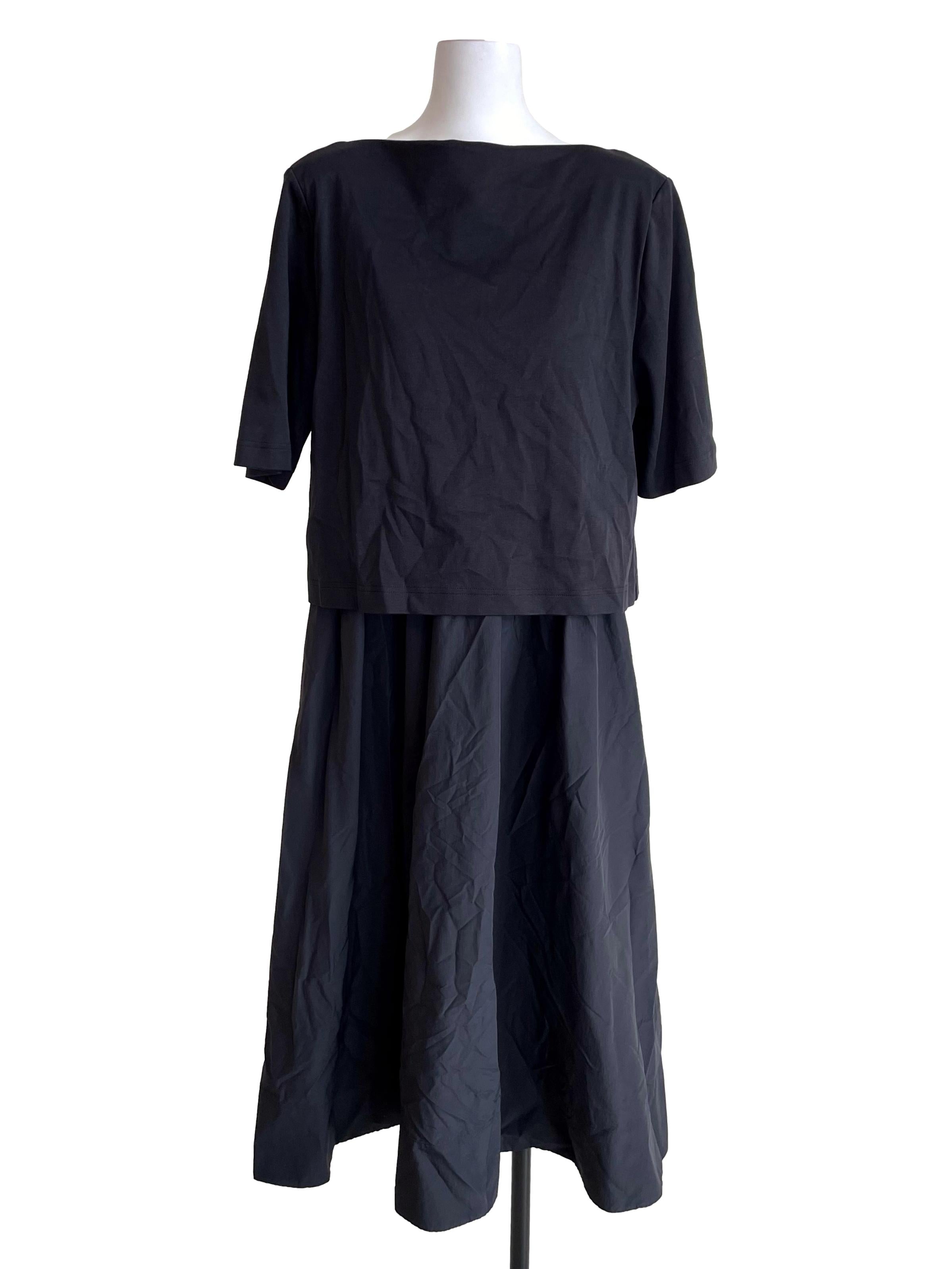 Coal Black Fake Two-Piece Tee Dress