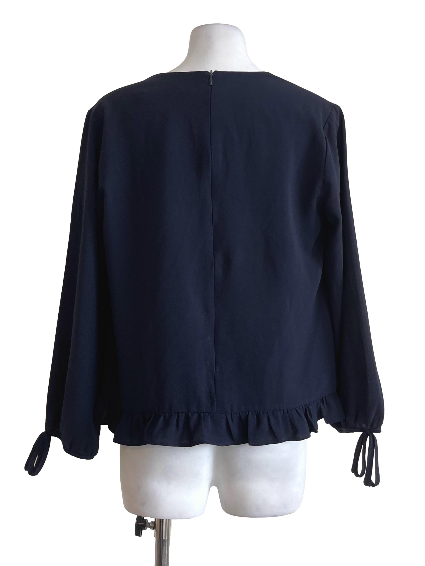 Navy Blue Buttoned Blouse