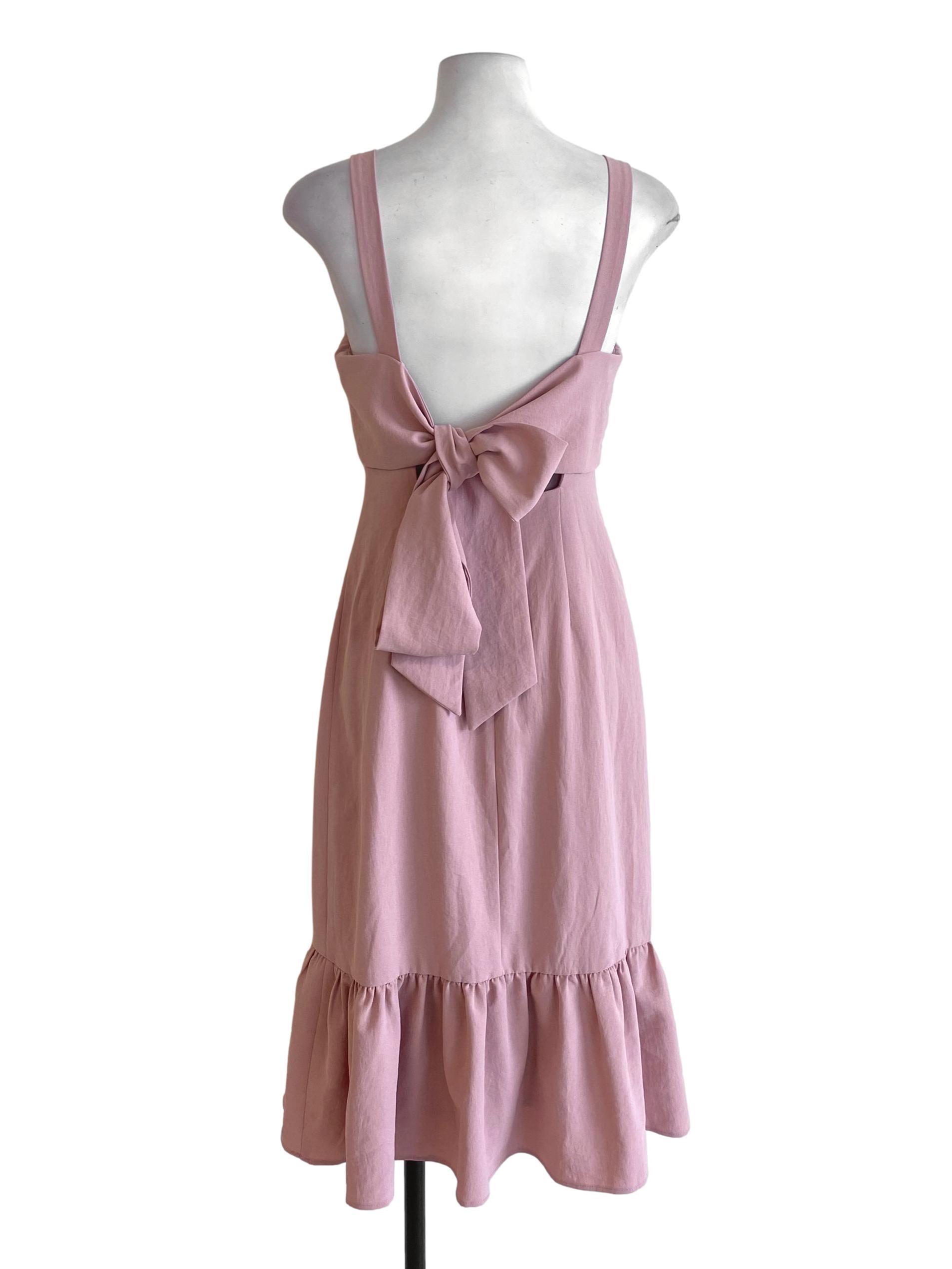 Dusty Pink Cape Bust Tie Back Drop Waist Dress LB