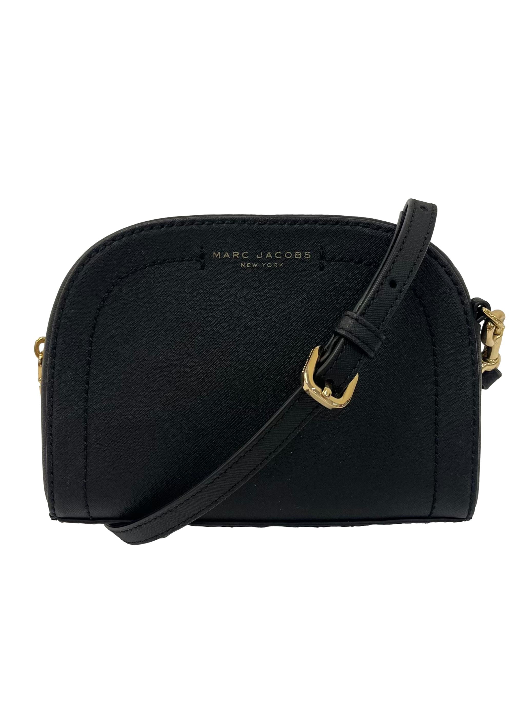 Black Playback Dome Leather Crossbody Bag