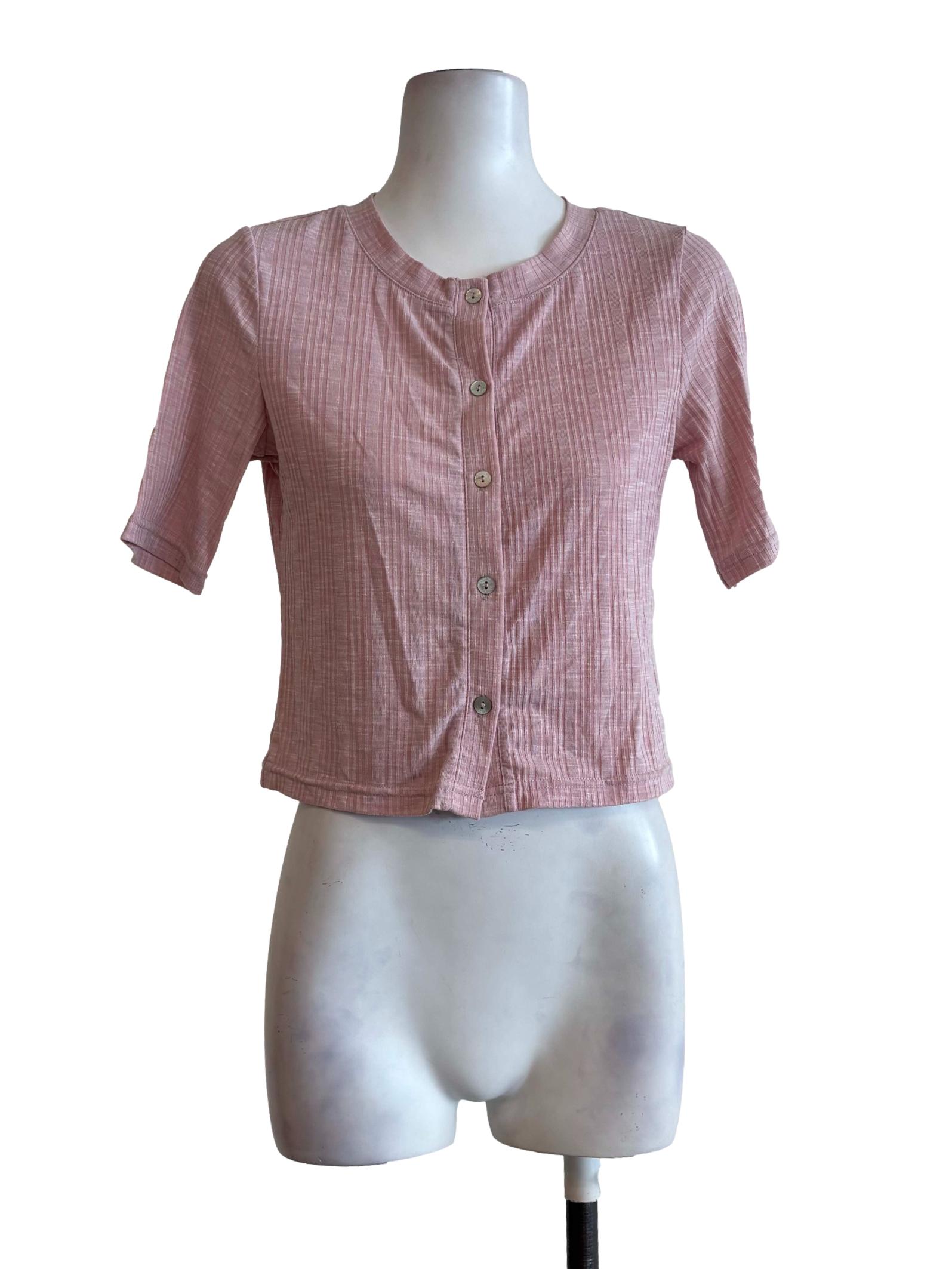 Baby Pink Short Sleeve Fitted Top