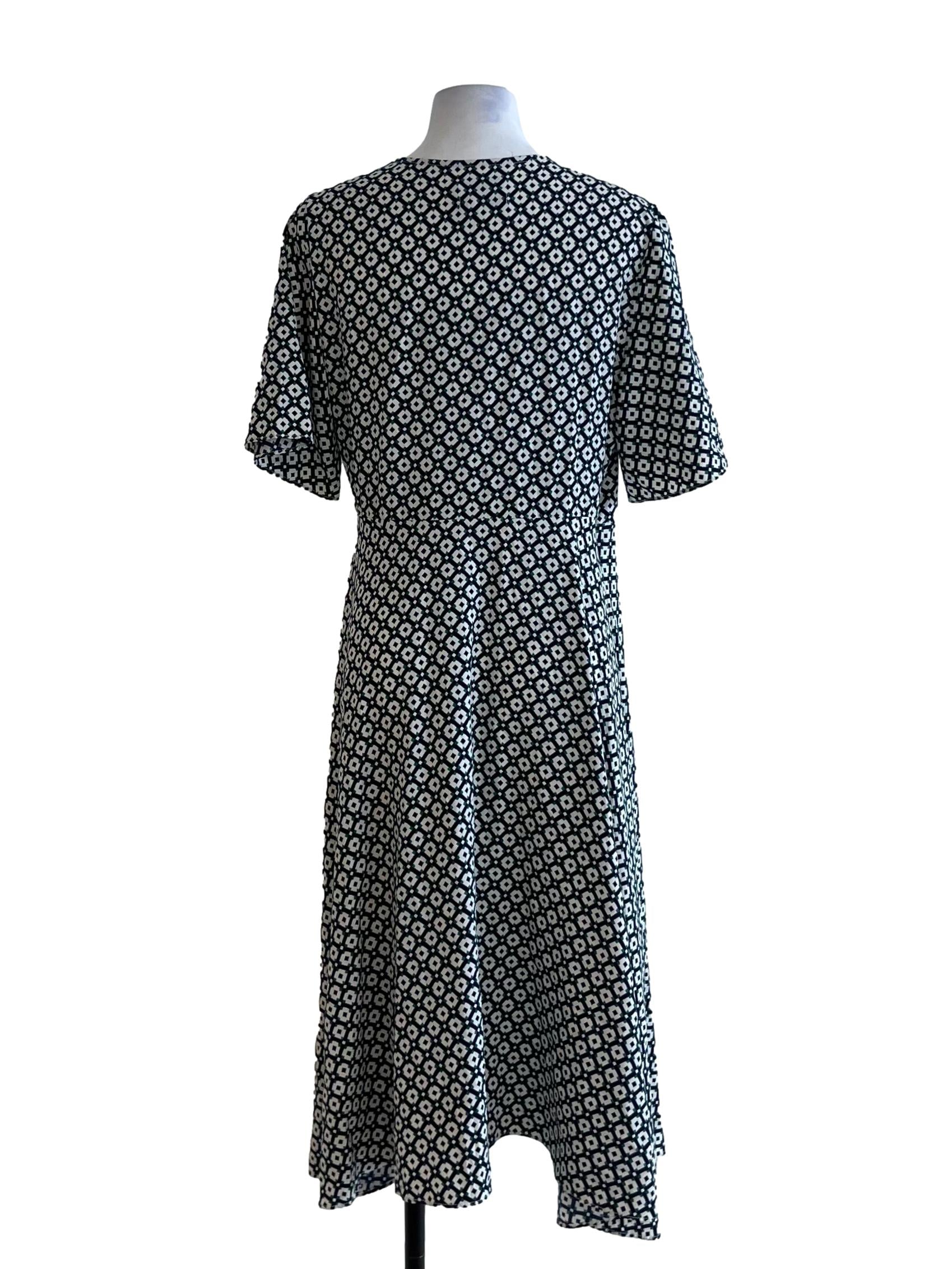 Navy Blue V-Neckline Wrap Dress