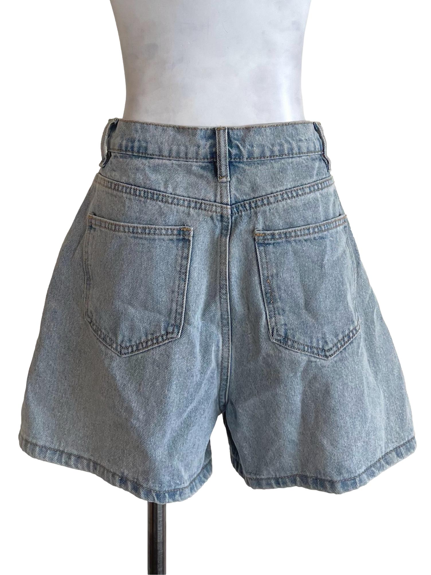 Ash Blue Washed Jean Shorts