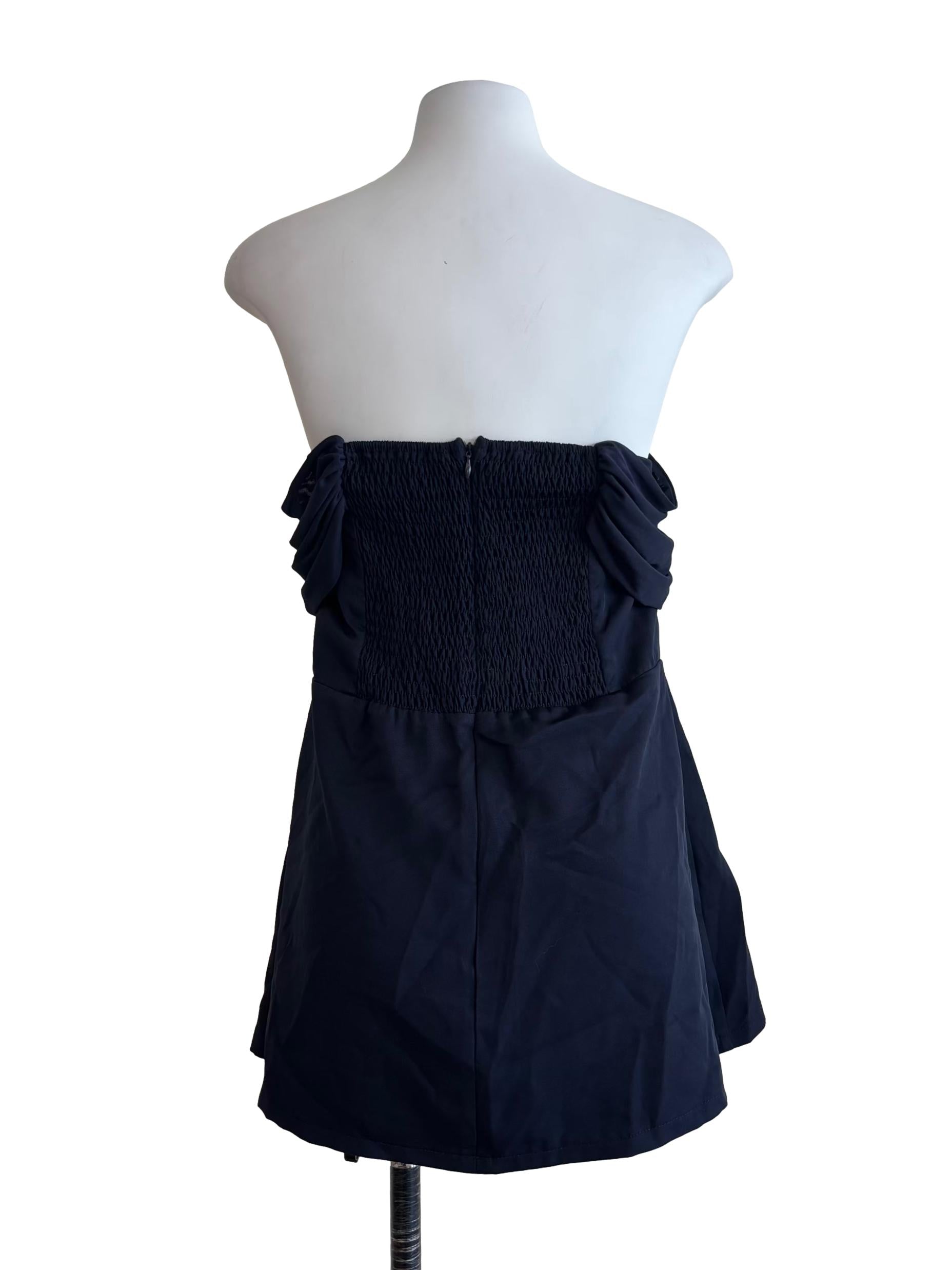 Midnight Blue Off Shoulder A-Line Dress