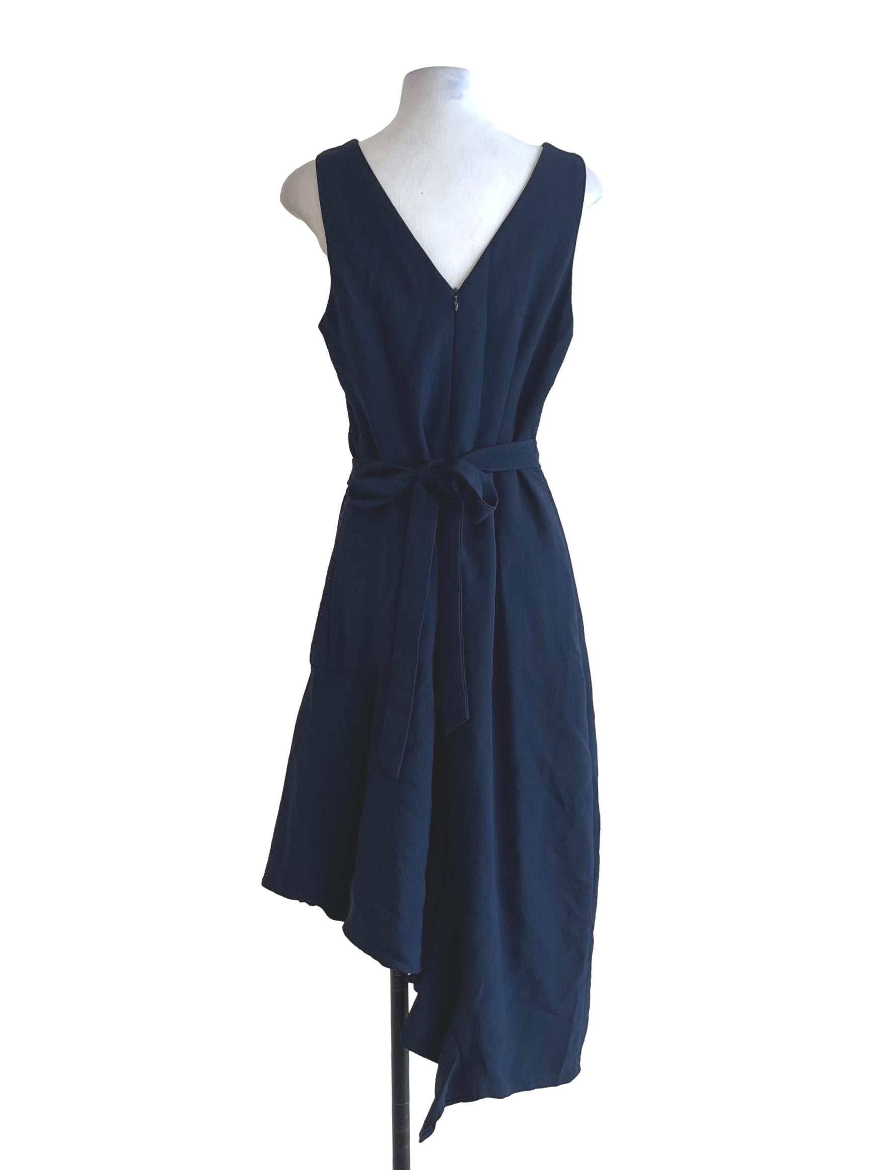 Navy Blue V-Neckline Sheath Dress