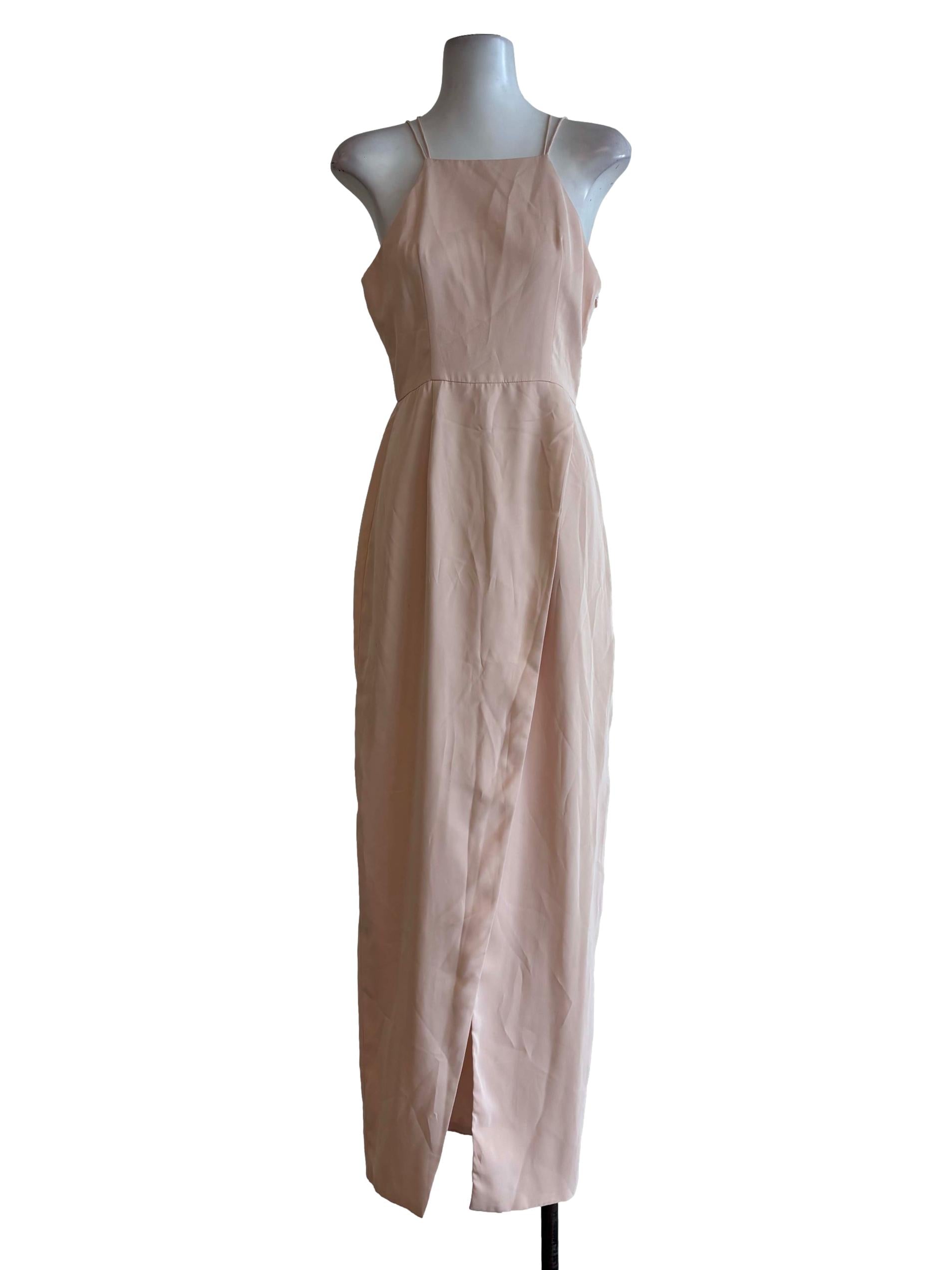 Peach Apron Neck Slip Dress