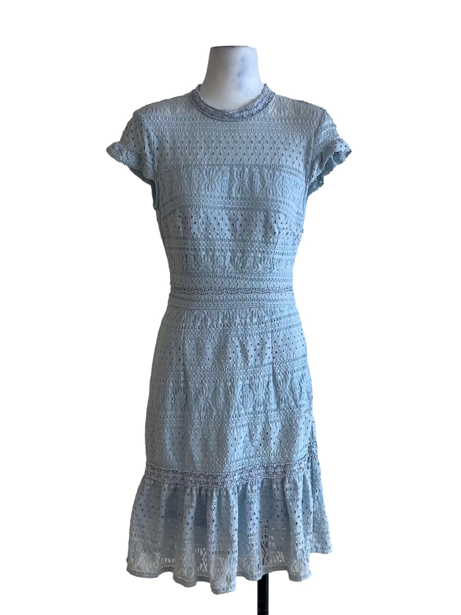 Sky Blue Lace Empire Dress