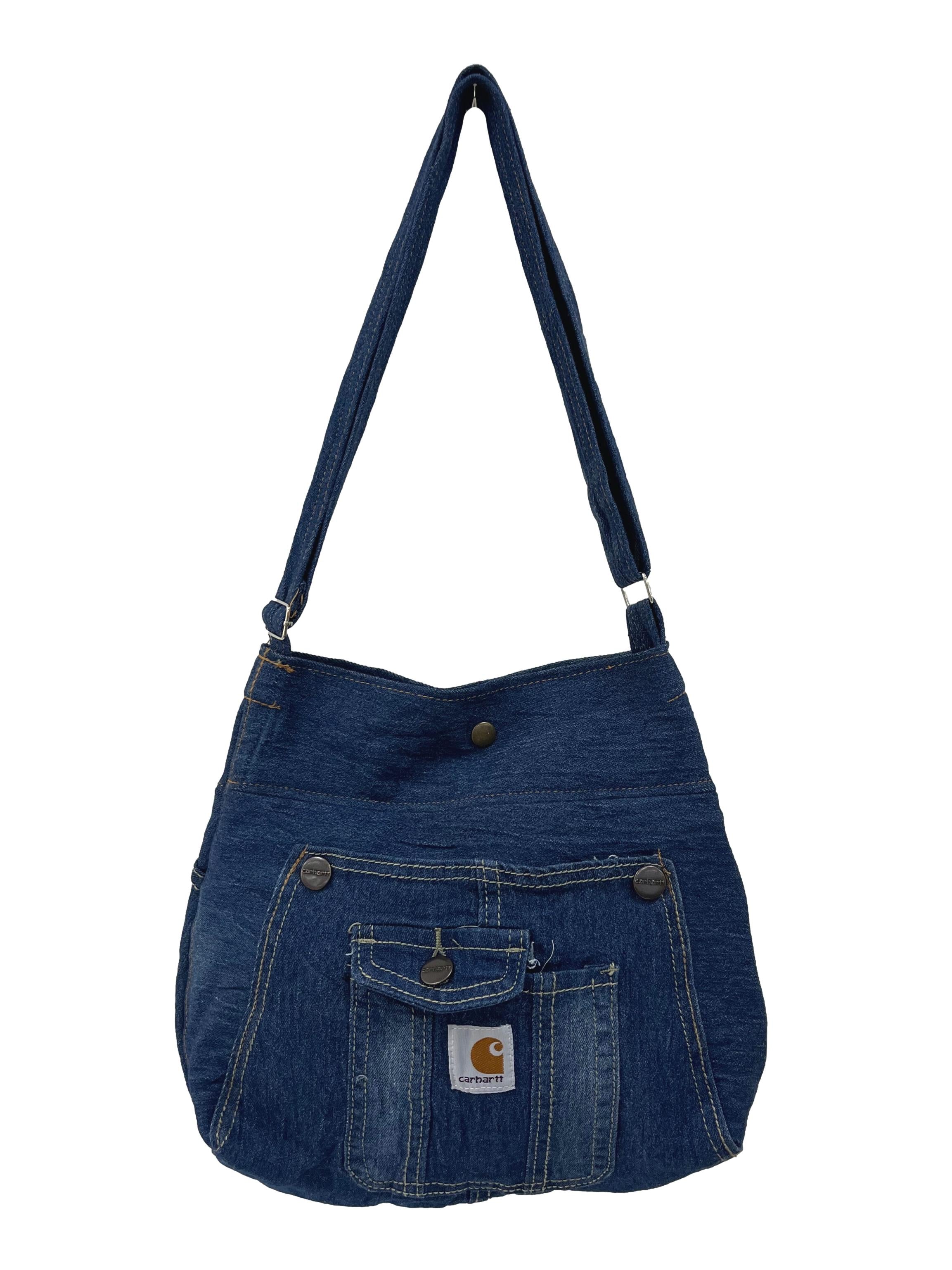 Dark Blue Denim Round Reworked Crossbody Bag