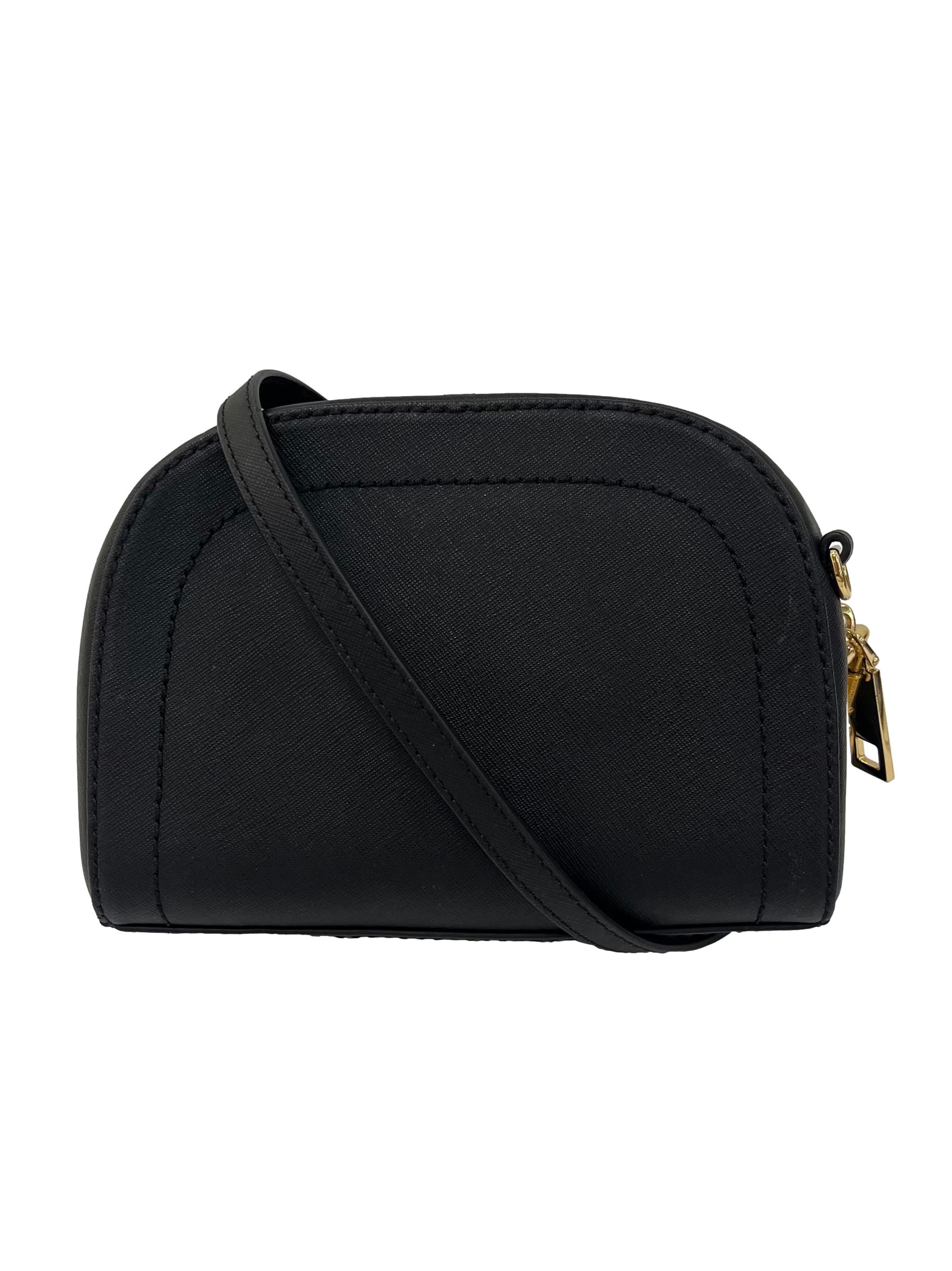 Black Playback Dome Leather Crossbody Bag