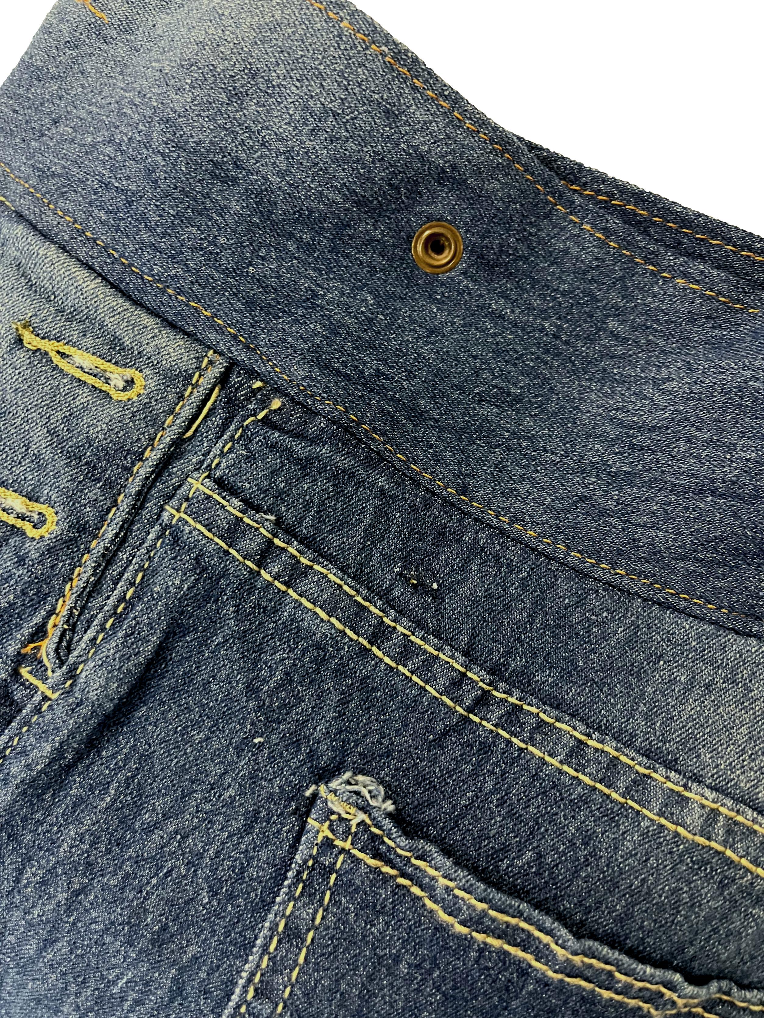 Dark Blue Denim Round Reworked Crossbody Bag