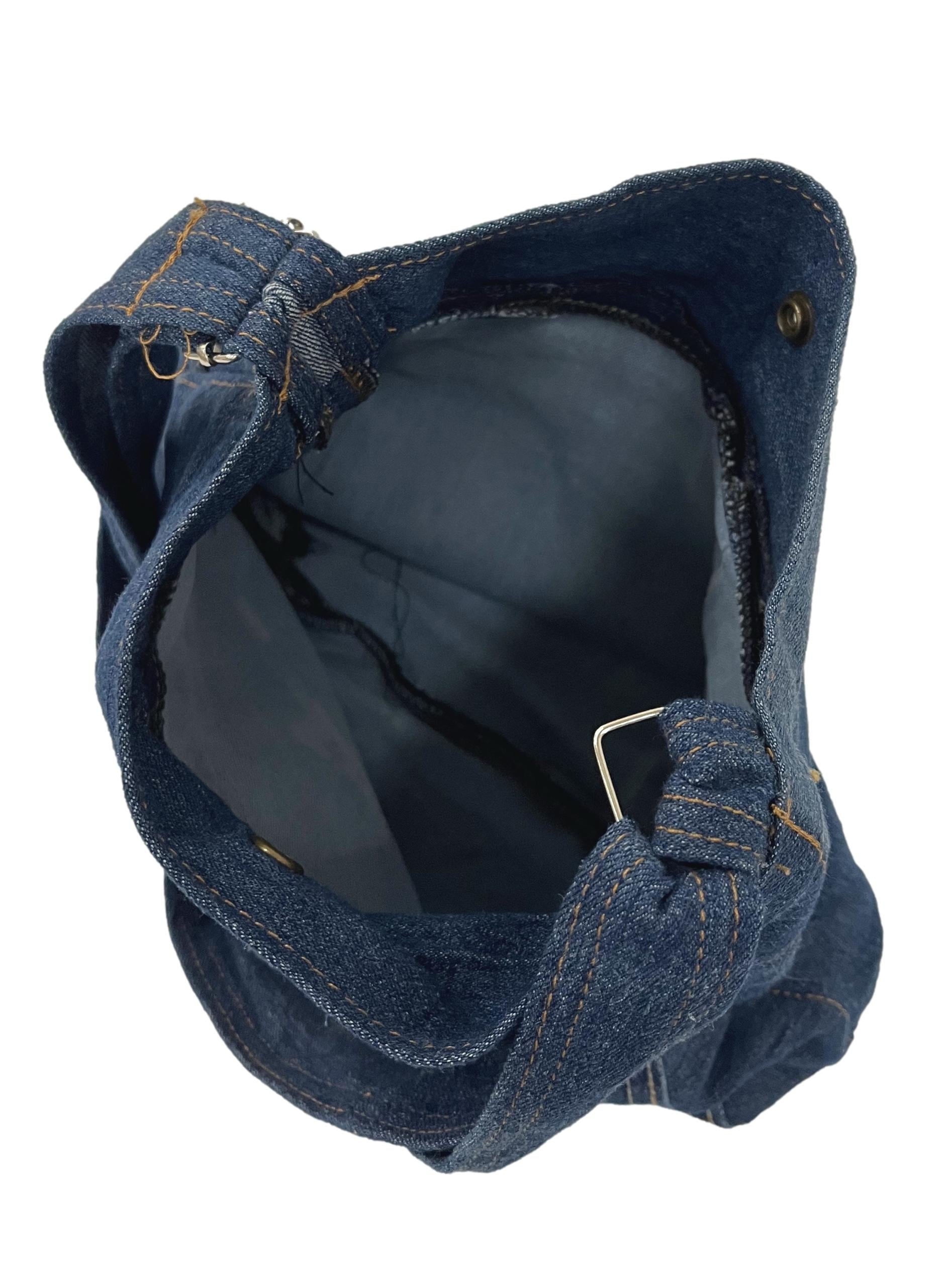 Dark Blue Denim Round Reworked Crossbody Bag