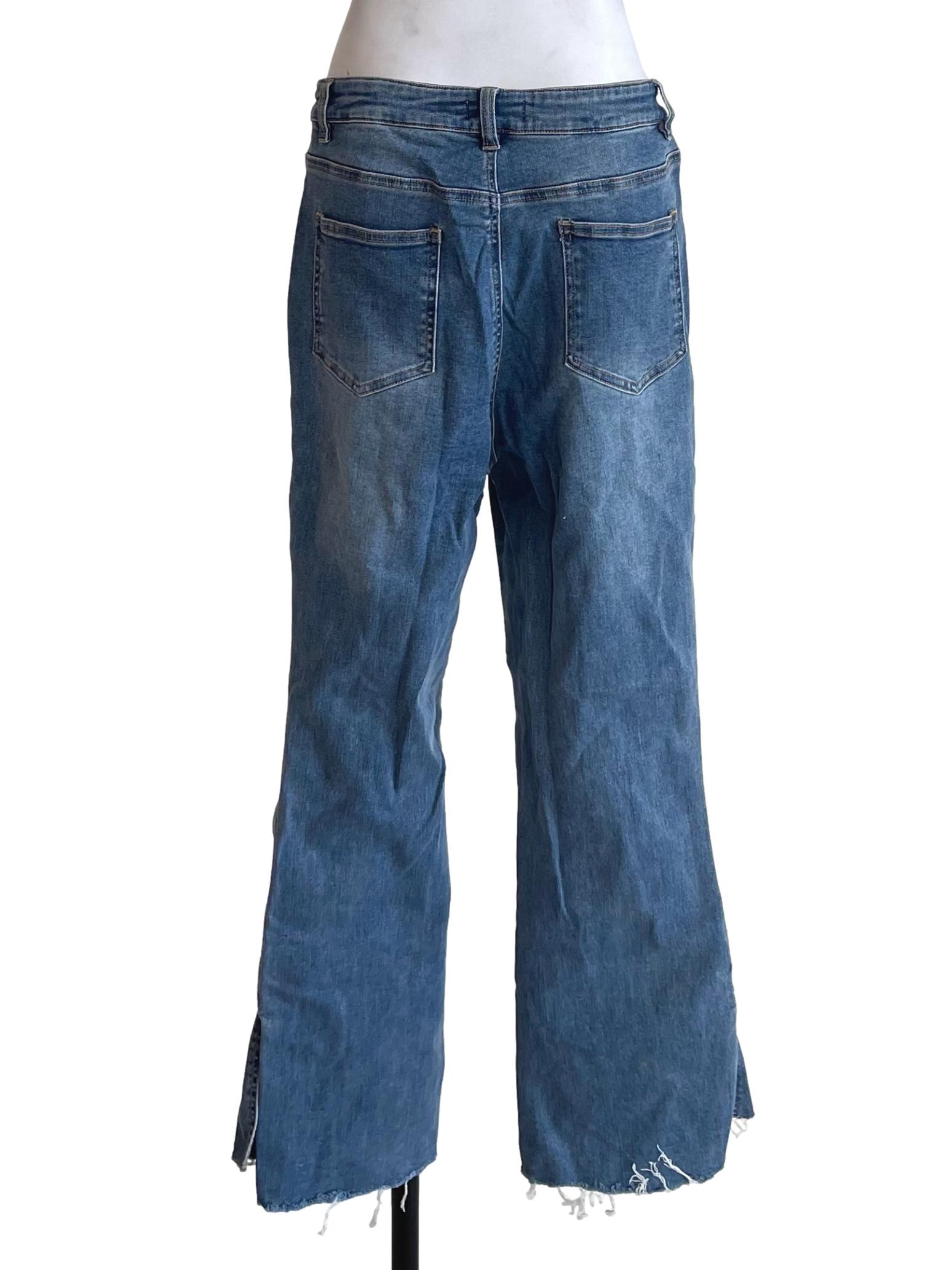 Ash Blue Distressed Slit Jeans