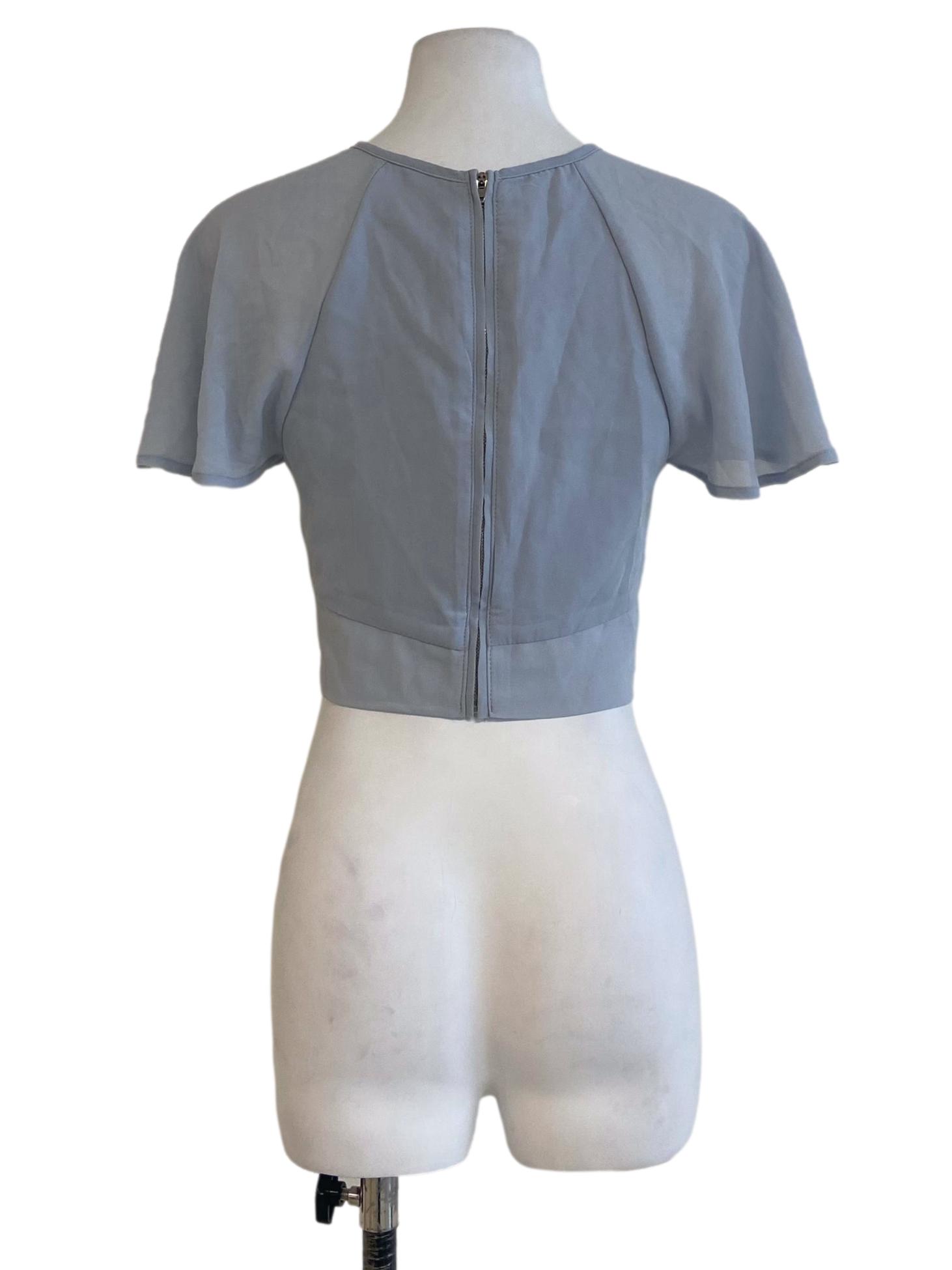 Blue Pleated Crop Top