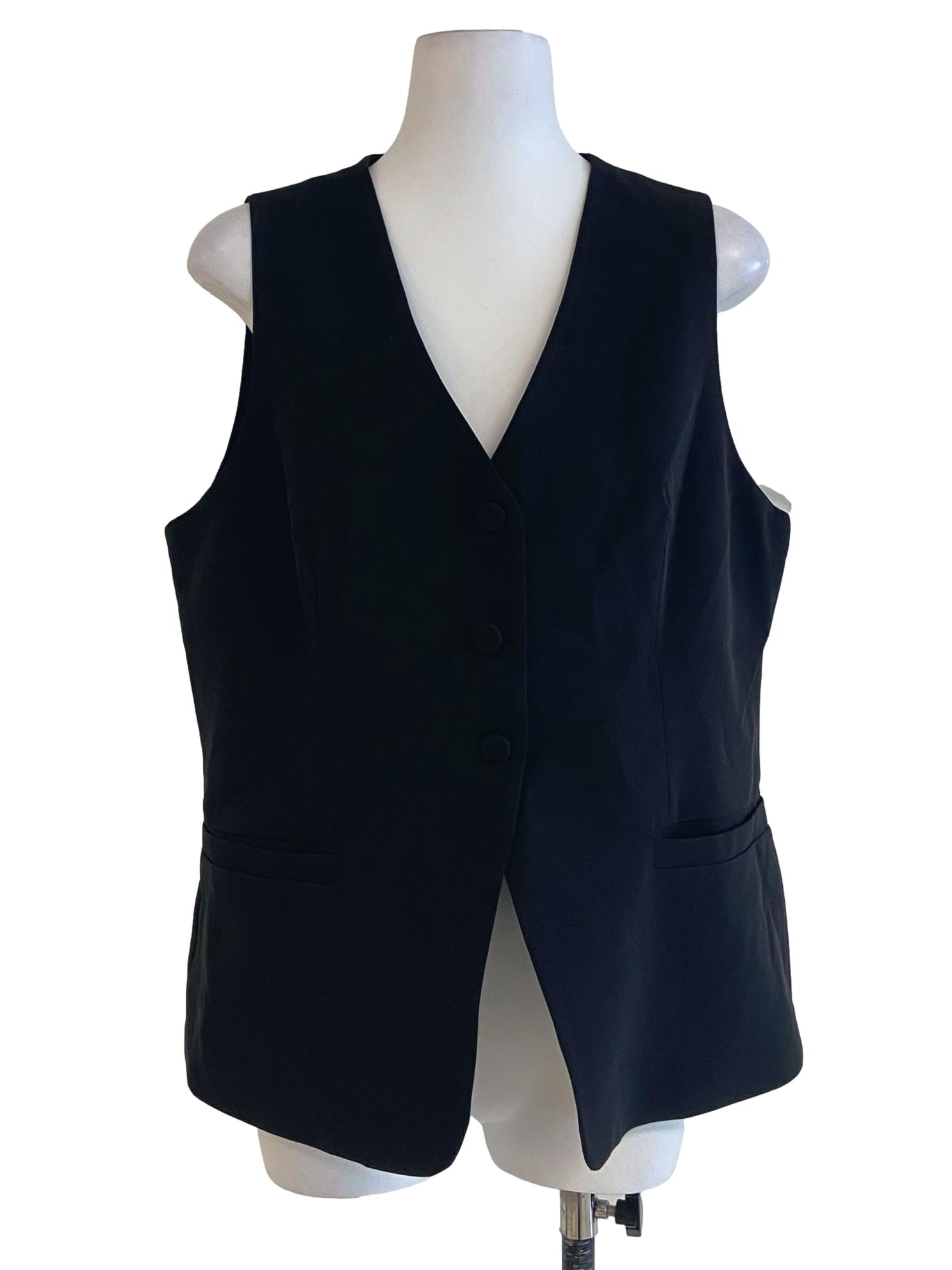 Black Button Down Slit Vest