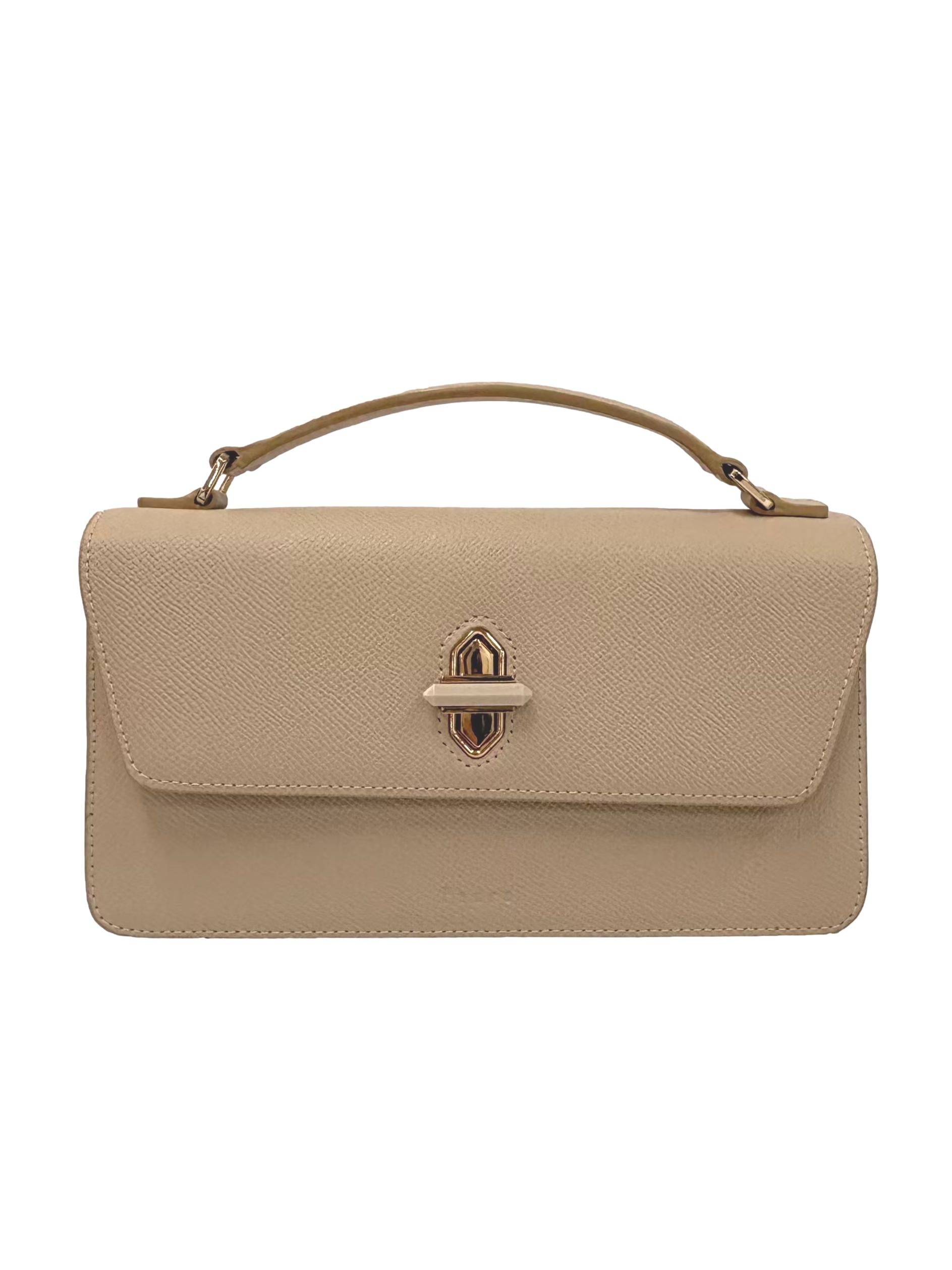Beige Leather Icon Clutch CSN