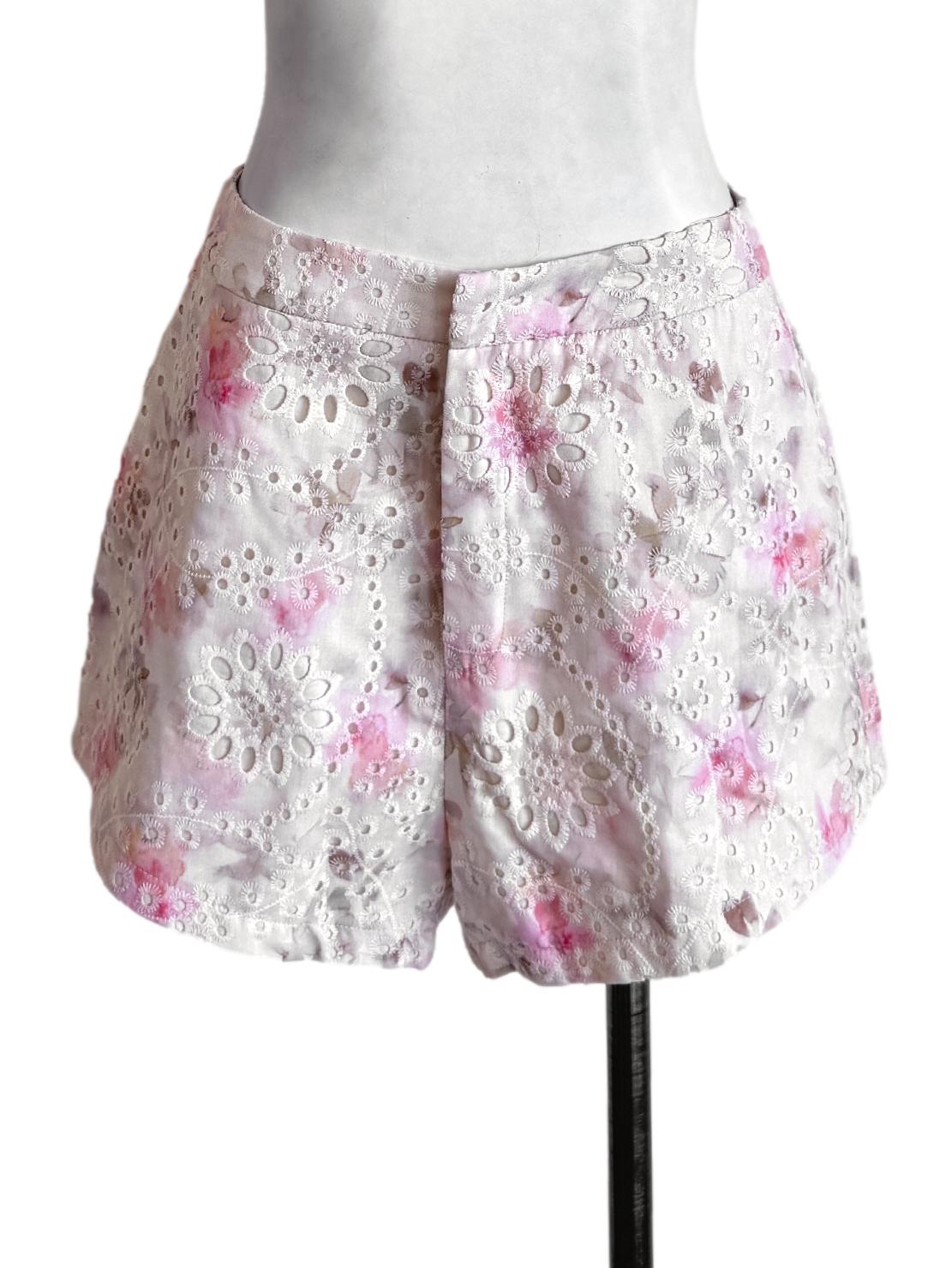 Peach Floral Lace Shorts