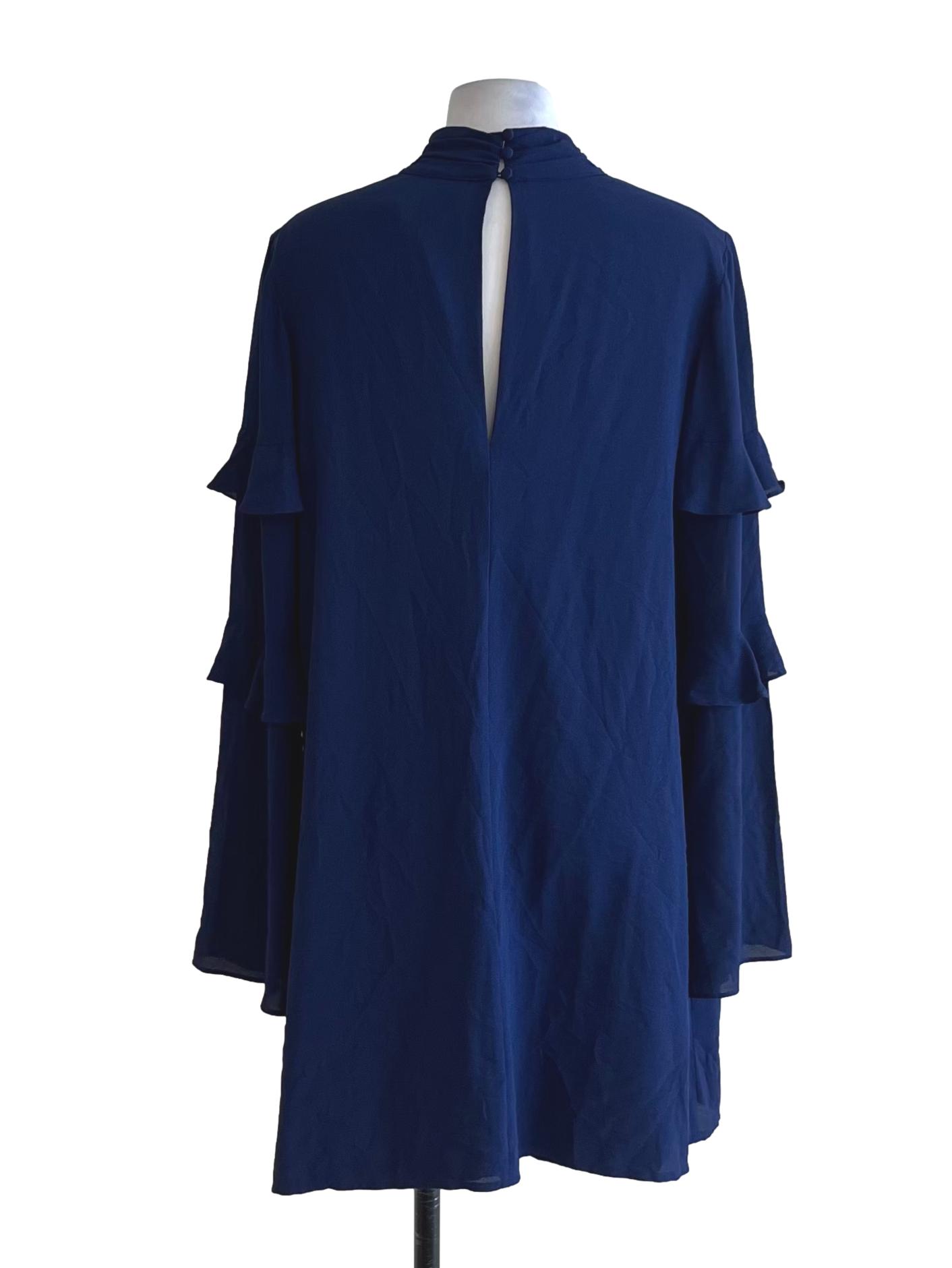 Navy Blue Turtleneck Empire Dress