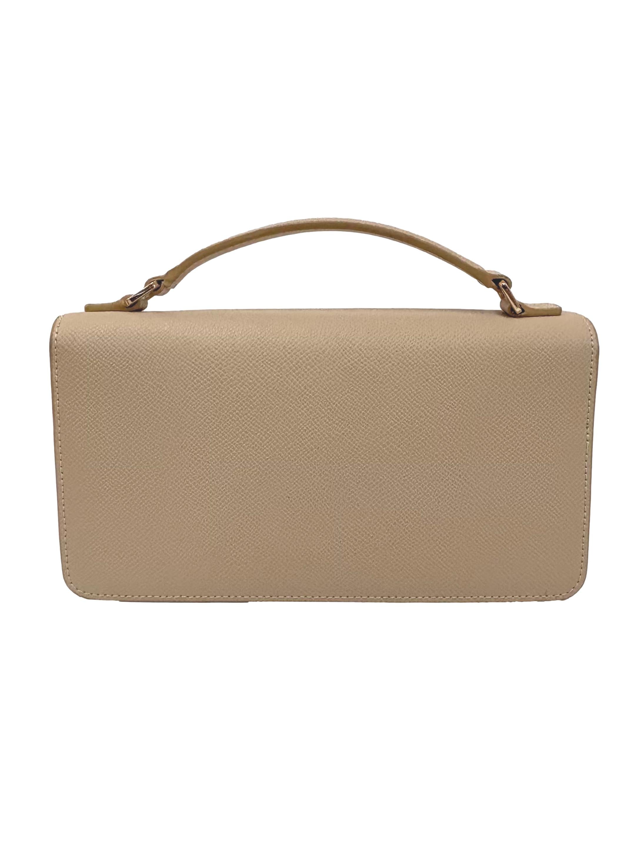 Beige Leather Icon Clutch CSN