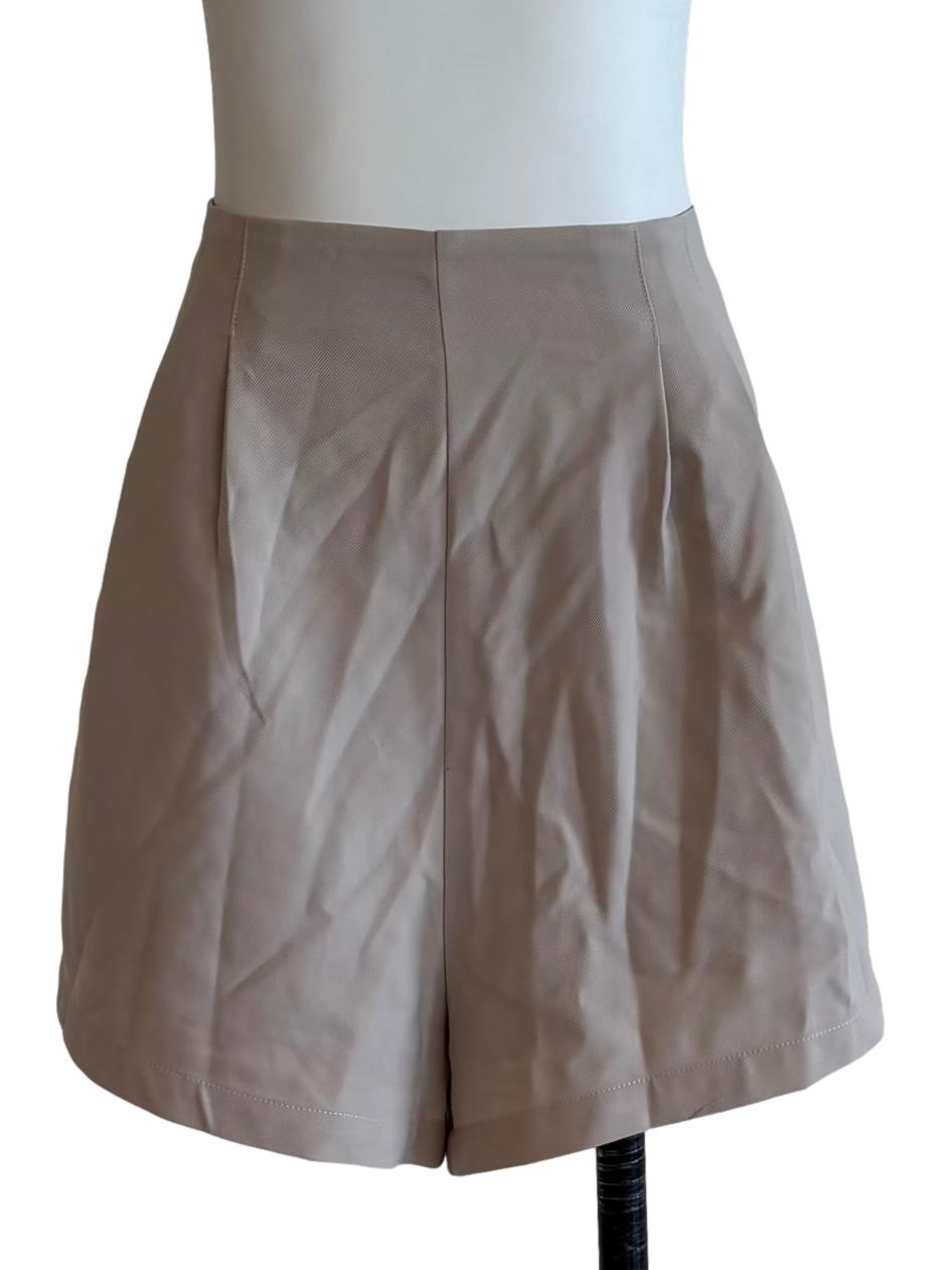 Sand Beige Pleated Shorts