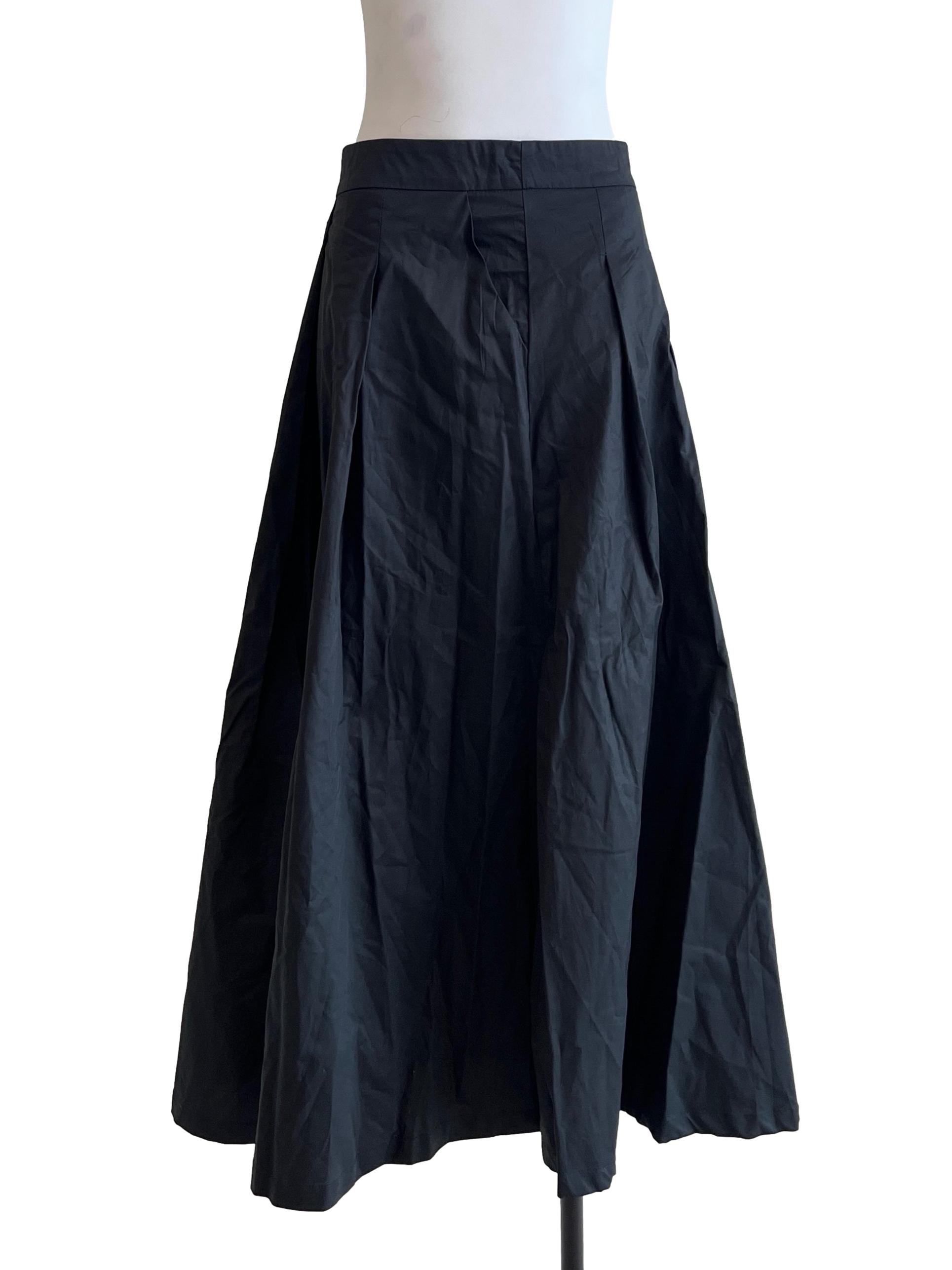 Pitch Black Hip Pleat Skirt