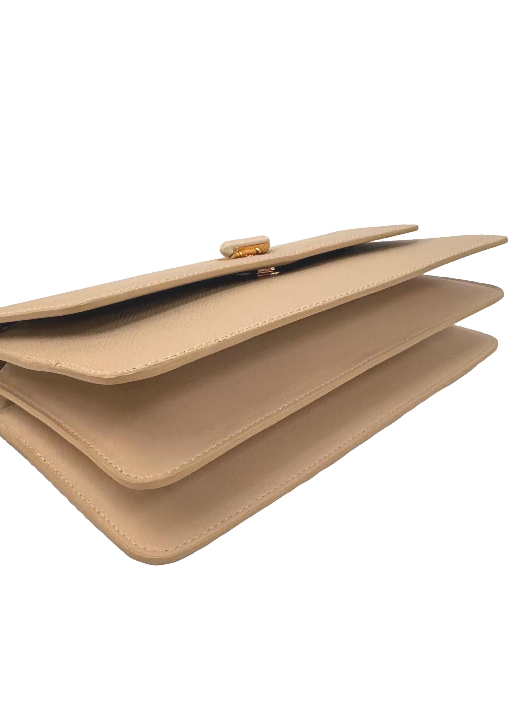 Beige Leather Icon Clutch CSN