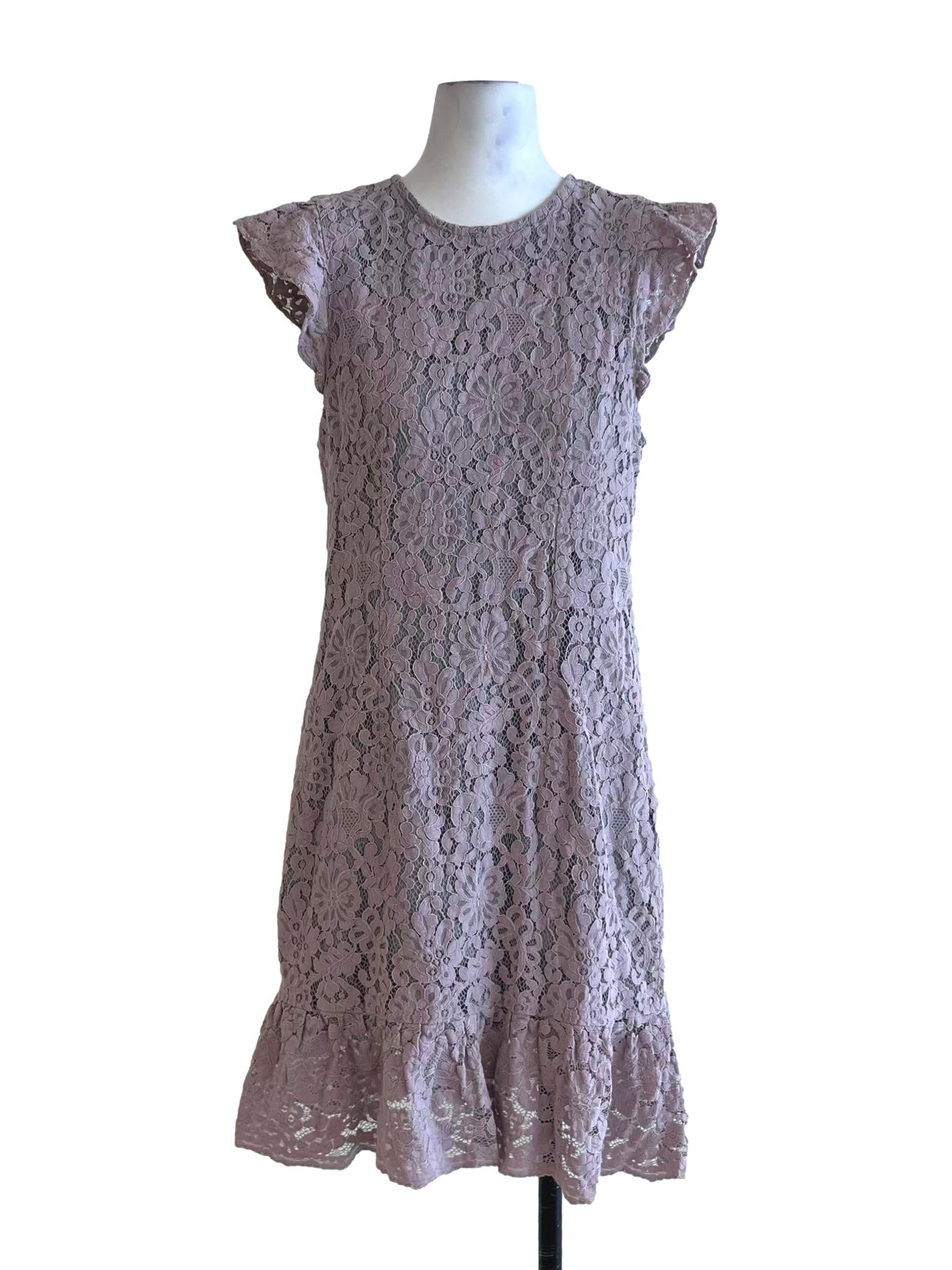 Heather Purple Lace Empire Dress