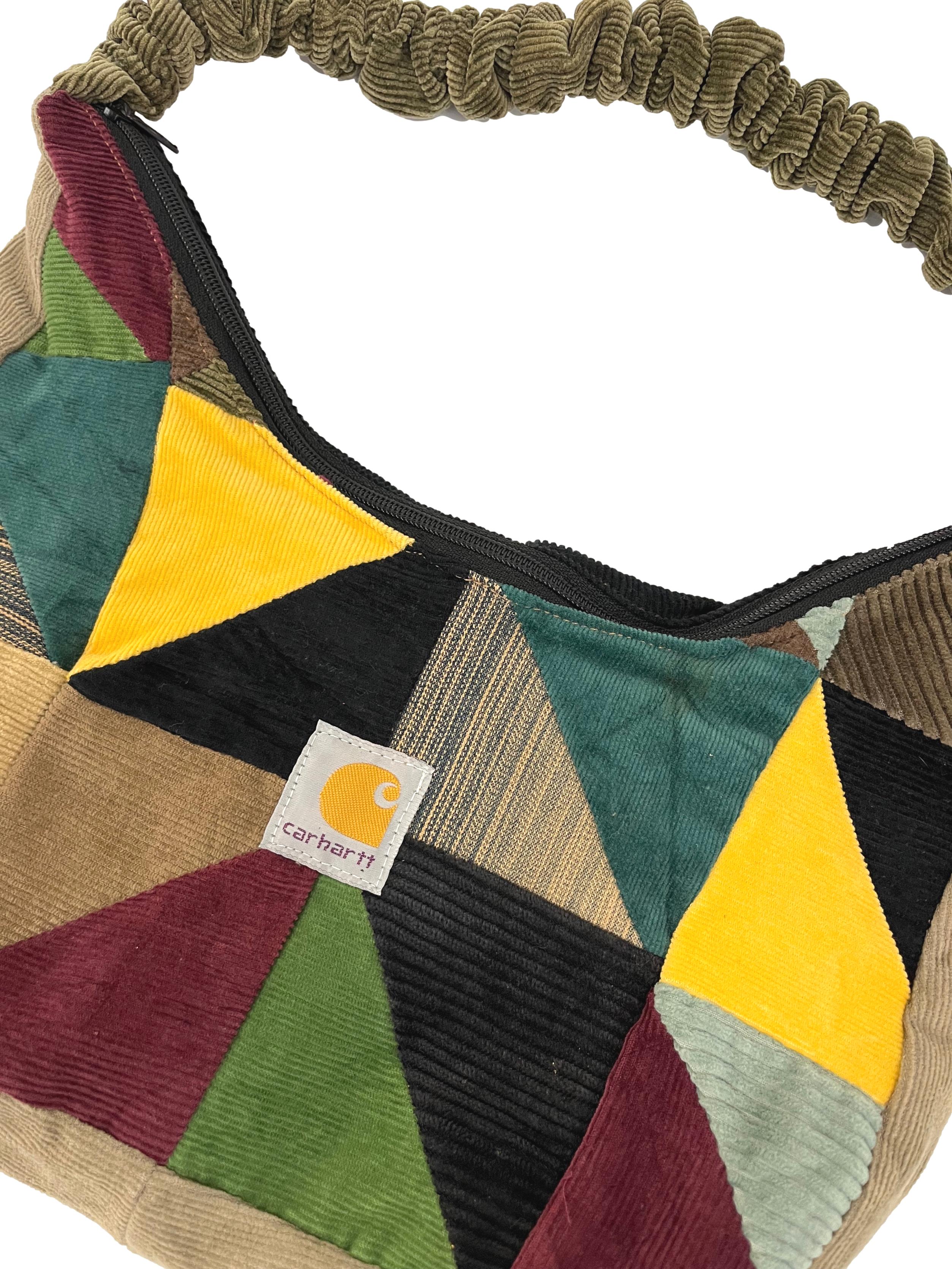 Mulberry And Yellow Corduroy Reworked Shoulder Bag