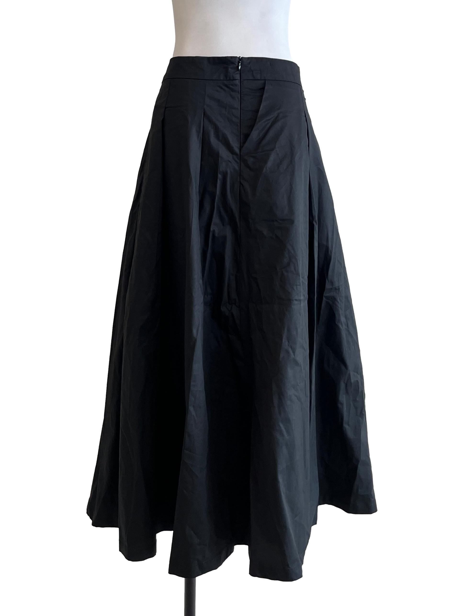 Pitch Black Hip Pleat Skirt