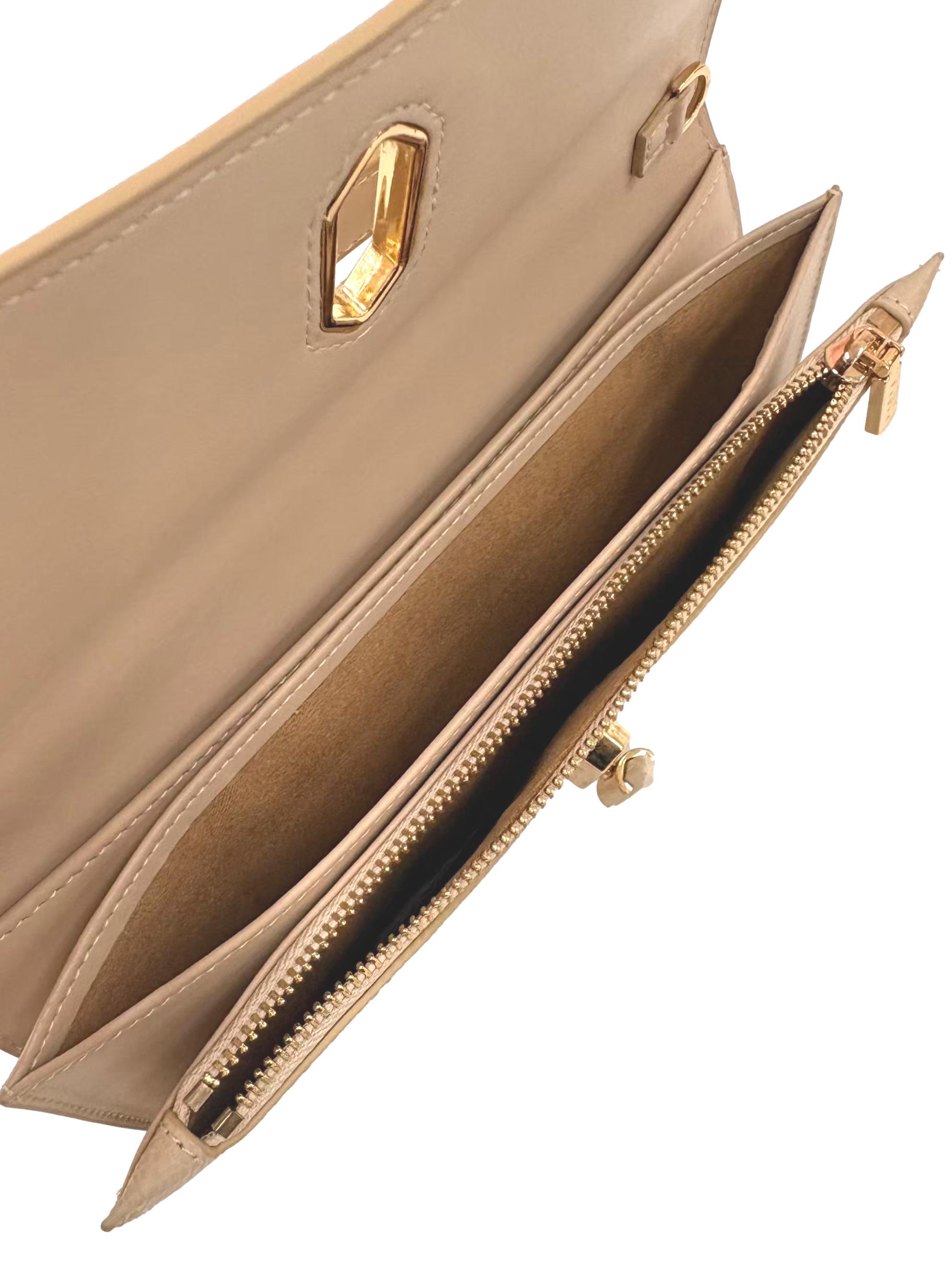 Beige Leather Icon Clutch CSN