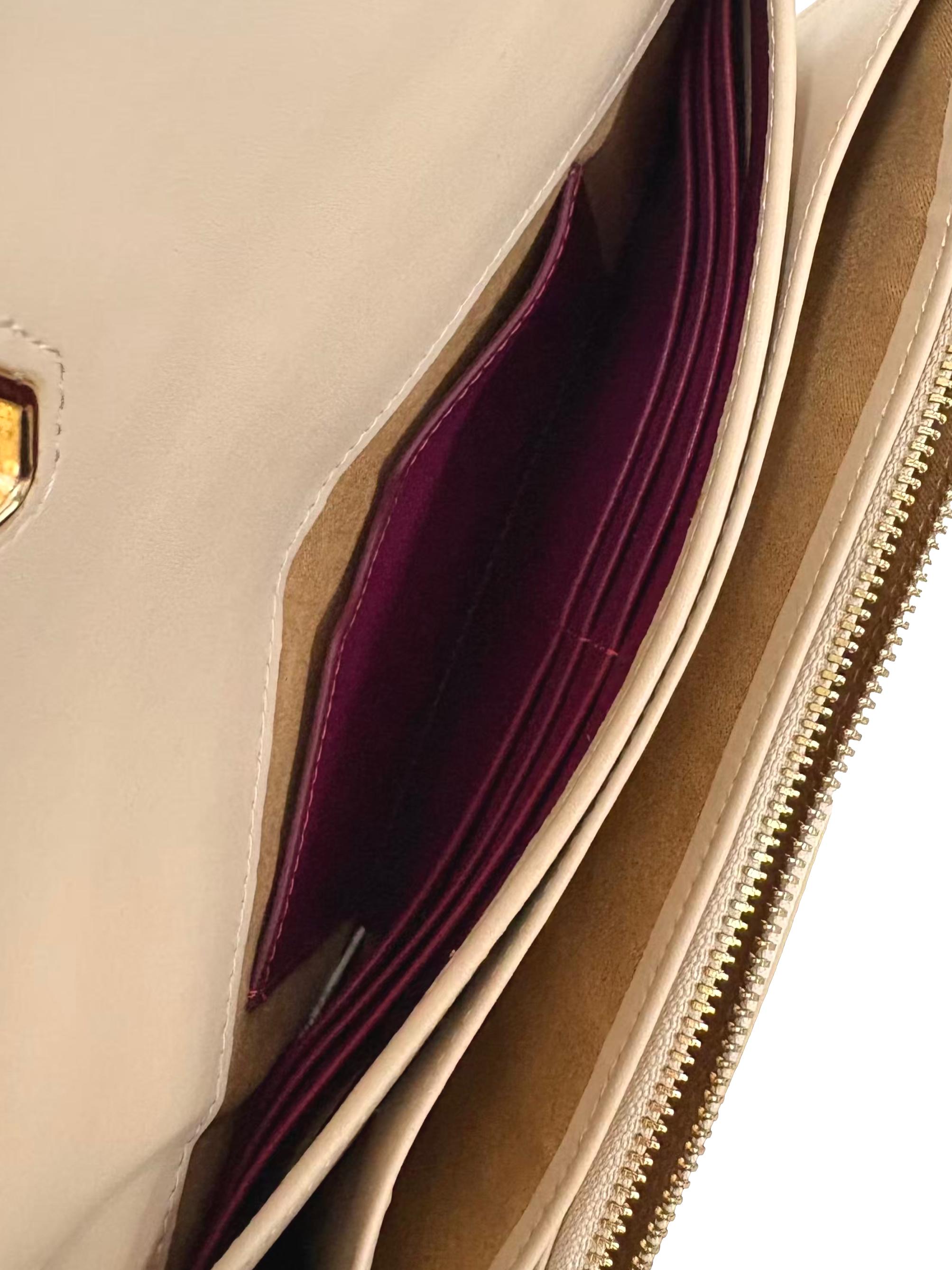 Beige Leather Icon Clutch CSN