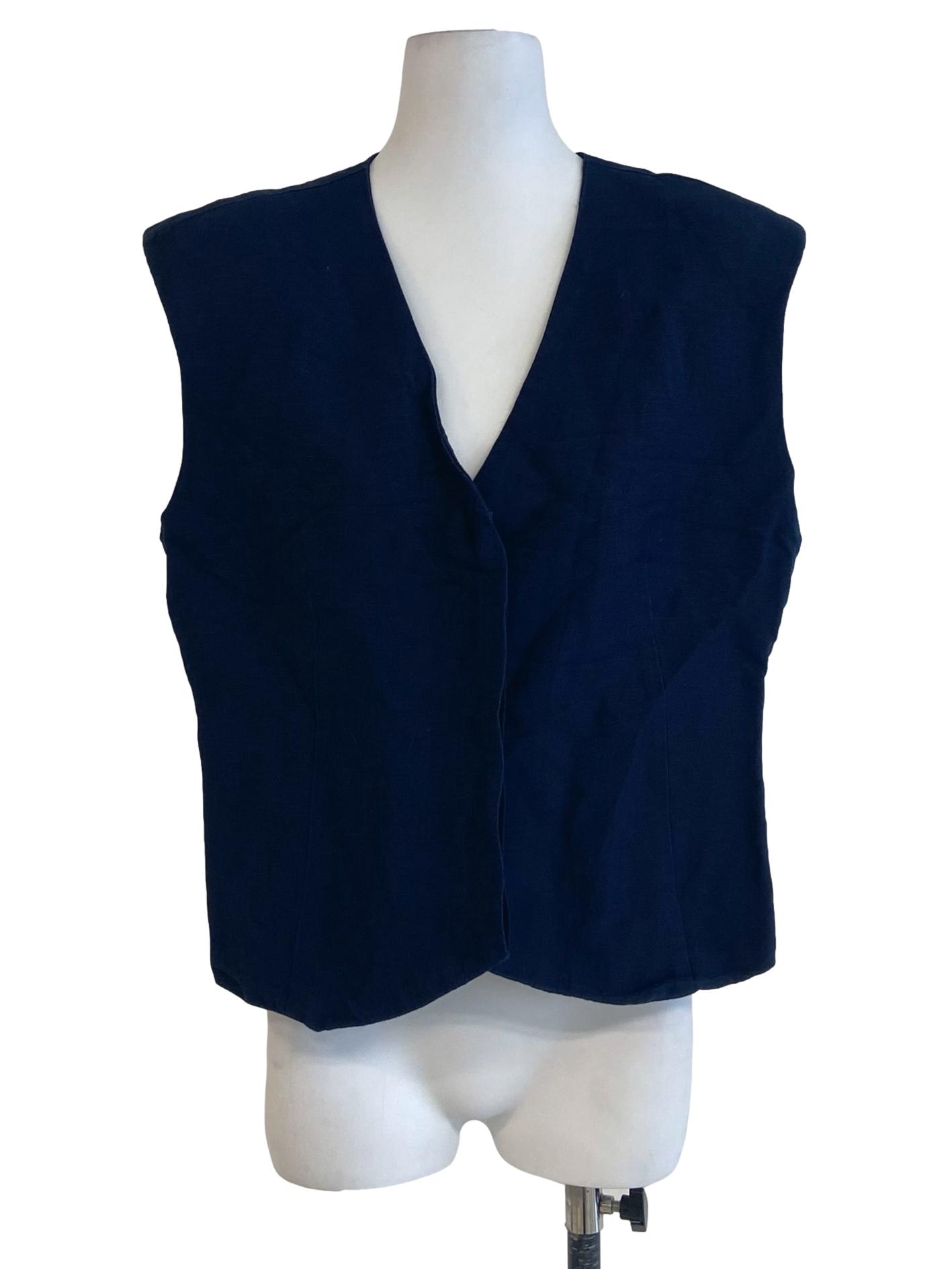 Navy Blue Button Down Sleeveless Top