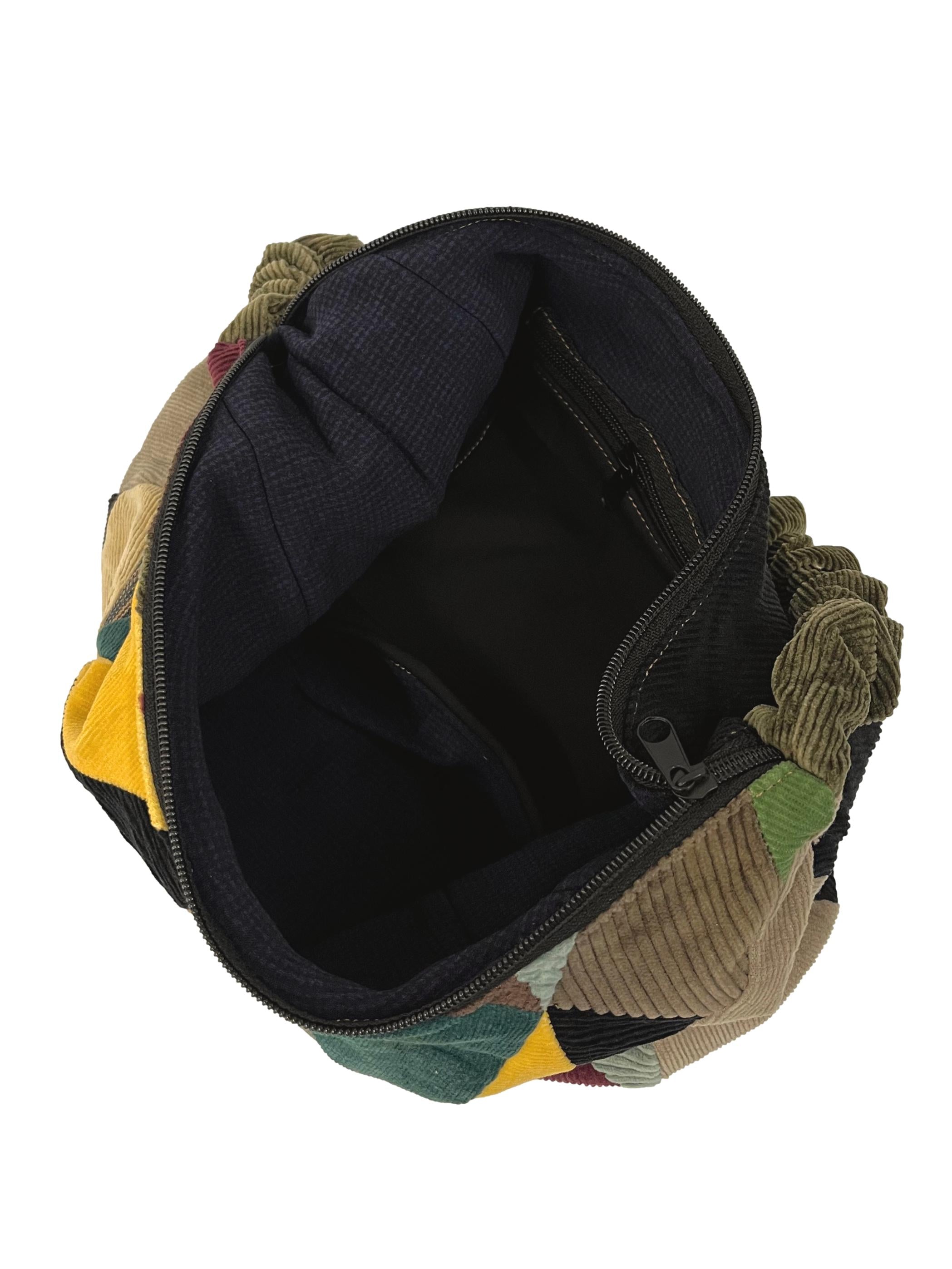 Mulberry And Yellow Corduroy Reworked Shoulder Bag