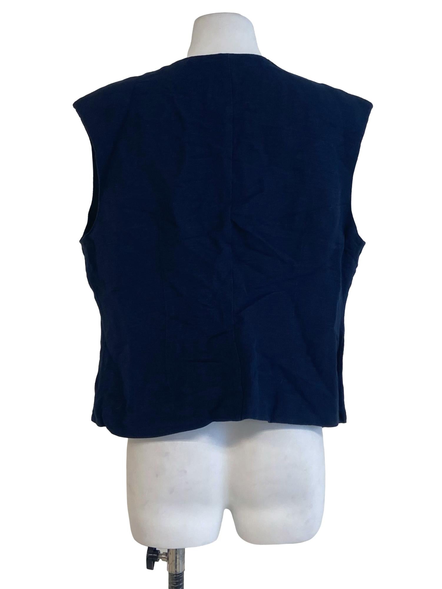 Navy Blue Button Down Sleeveless Top