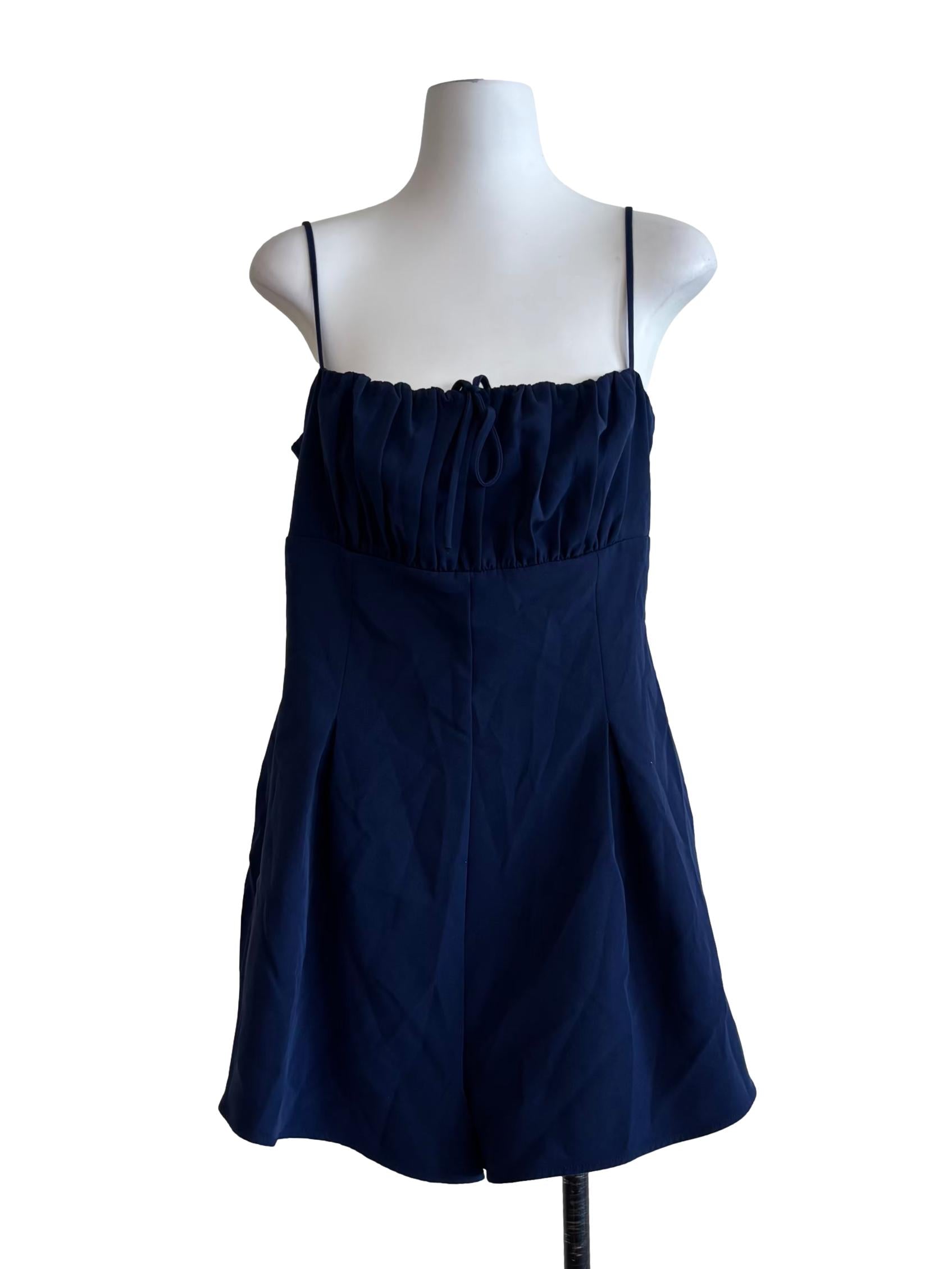 Navy Blue Spaghetti Strap Romper