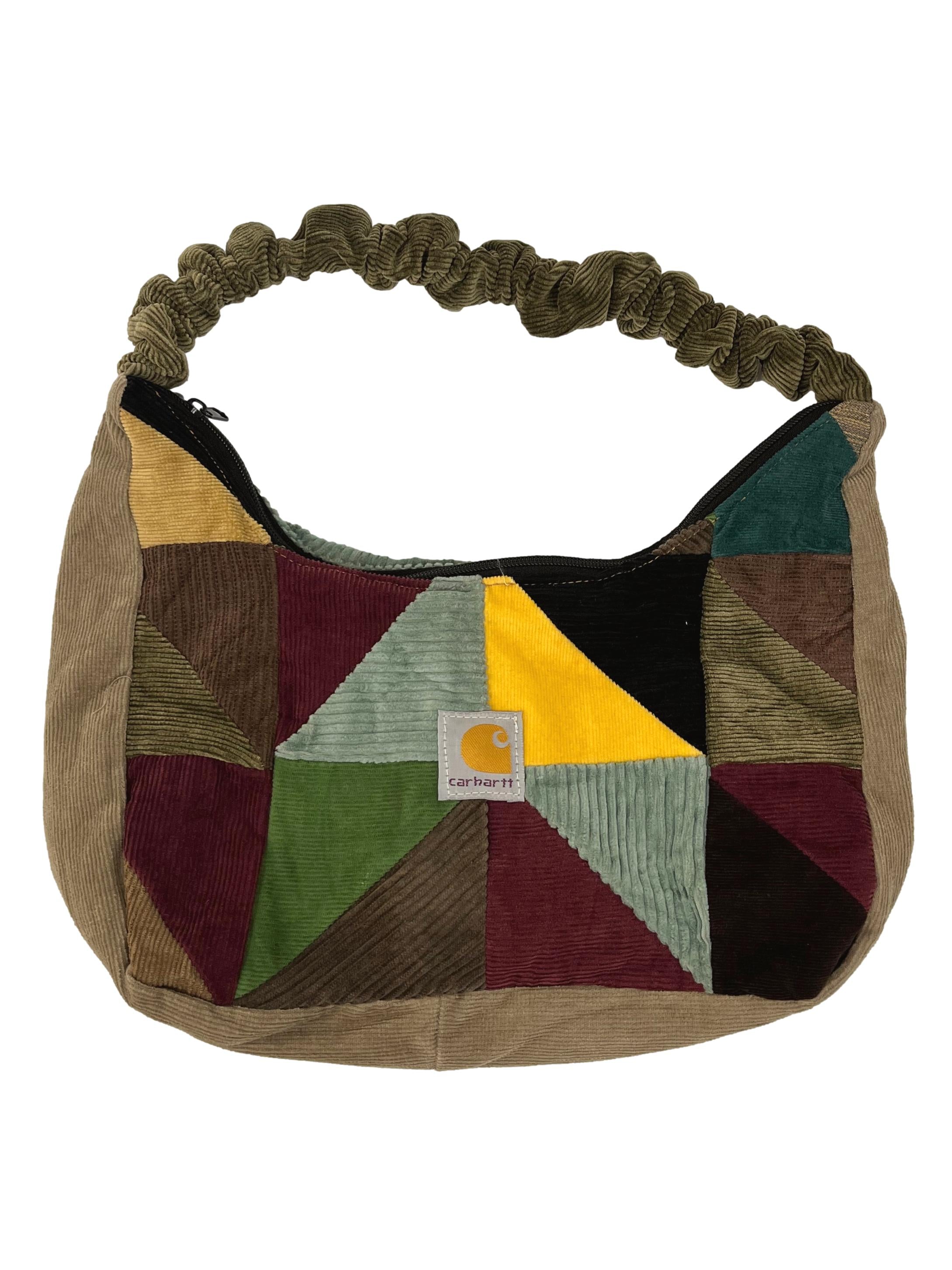Sage And Yellow Corduroy Reworked Shoulder Bag