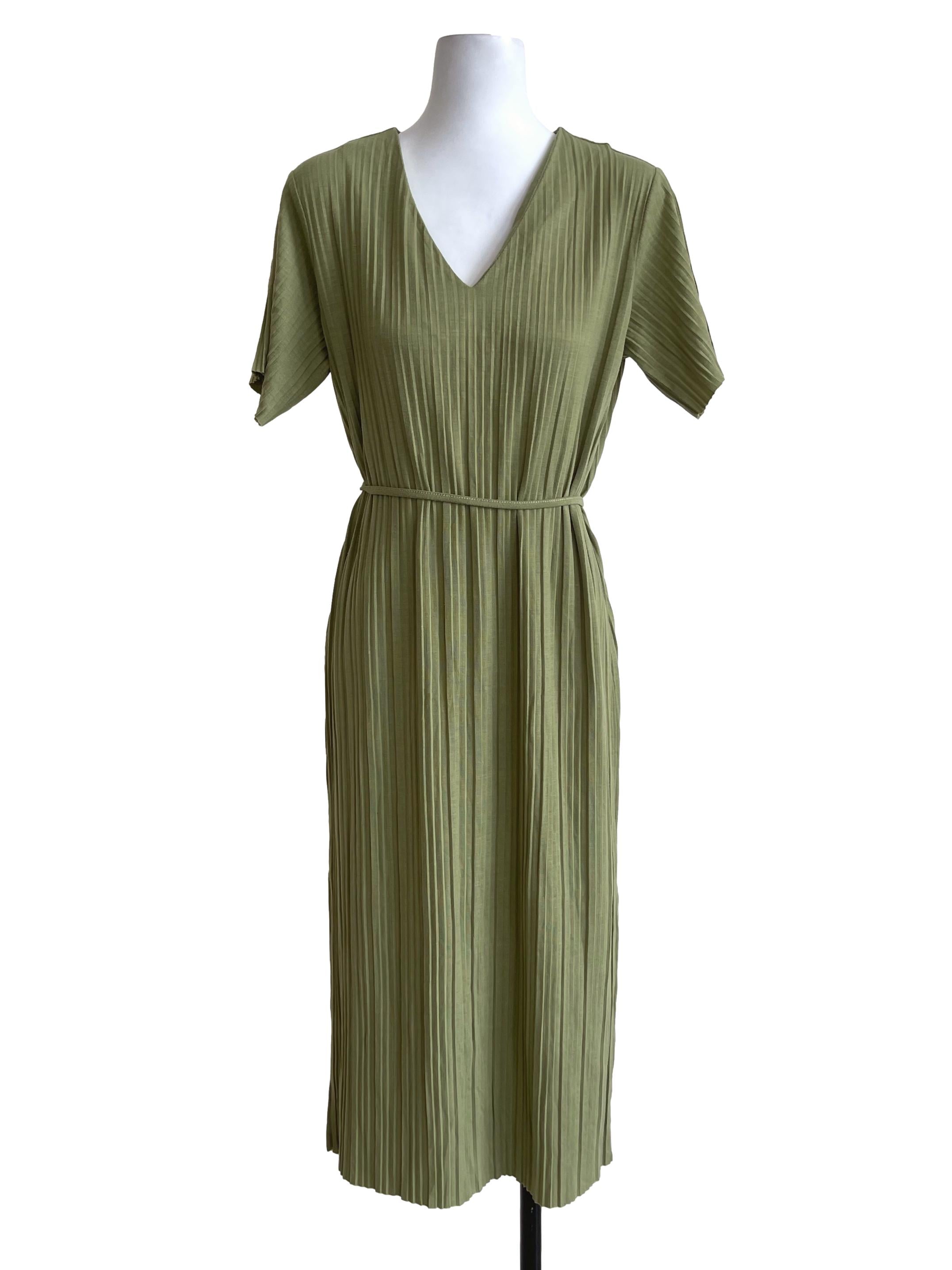 Dusty Green Pleated Maxi Dress
