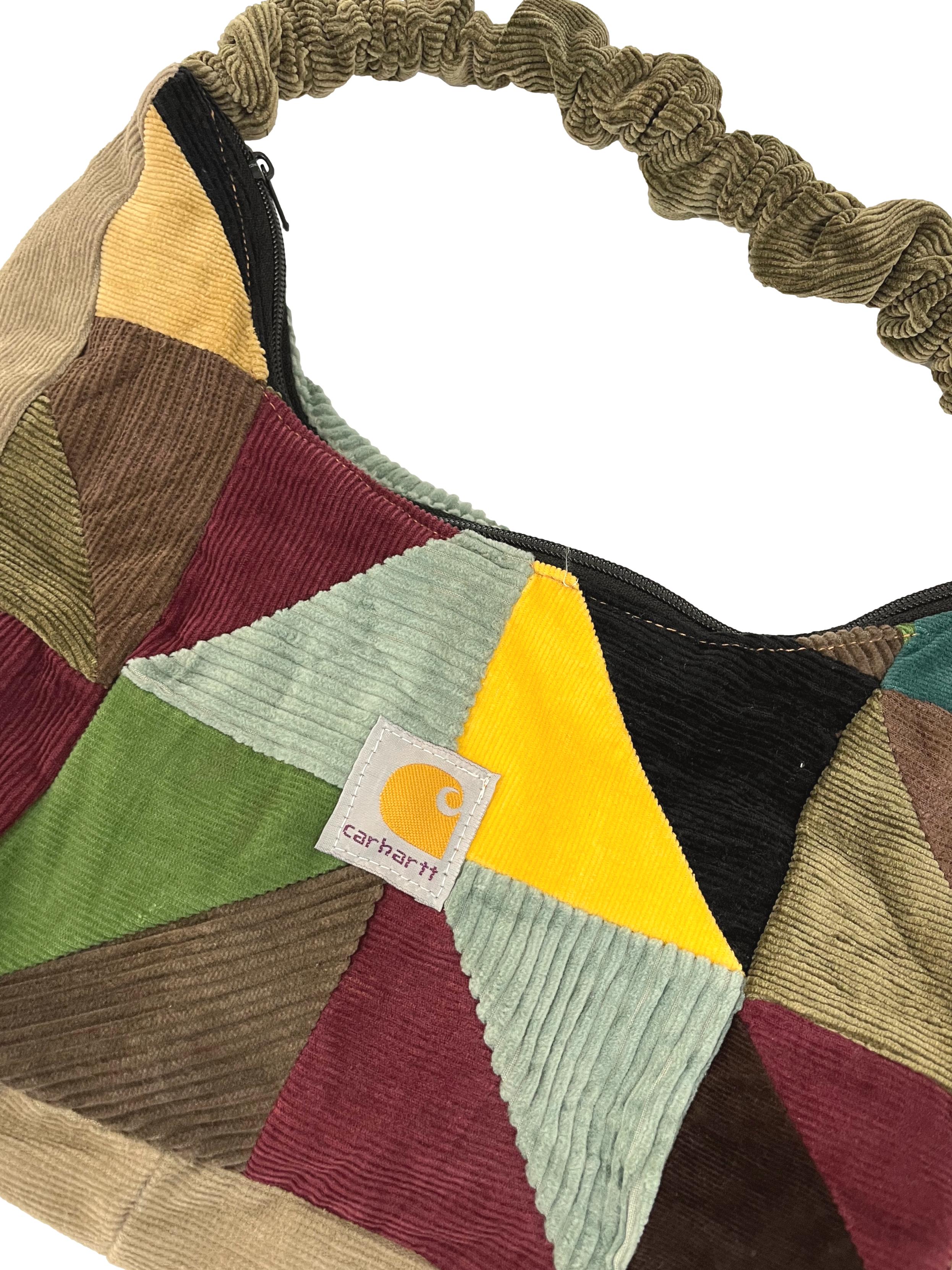 Sage And Yellow Corduroy Reworked Shoulder Bag