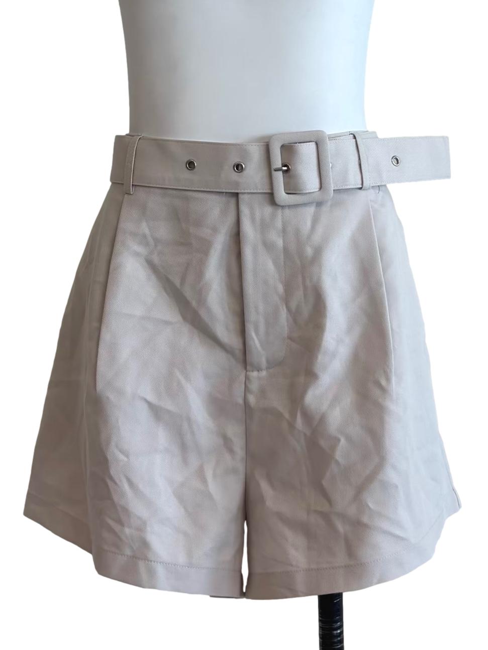 Rice White Belted Shorts
