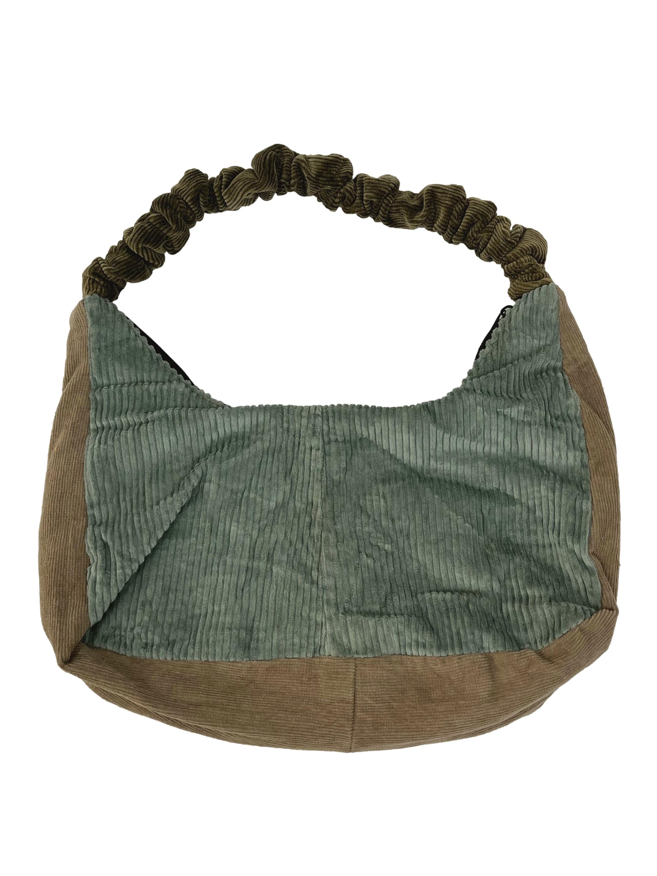 Sage And Yellow Corduroy Reworked Shoulder Bag